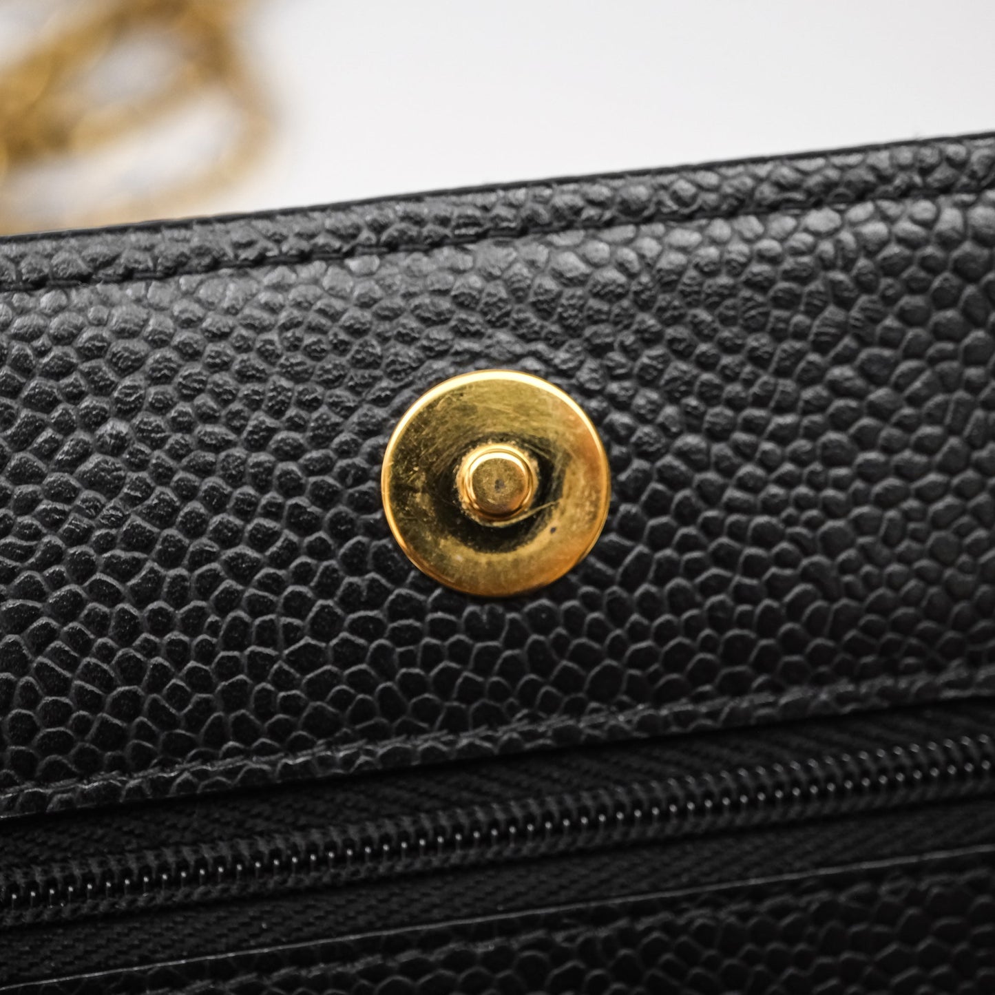 Chanel Quilted WOC Black Caviar Gold Hardware