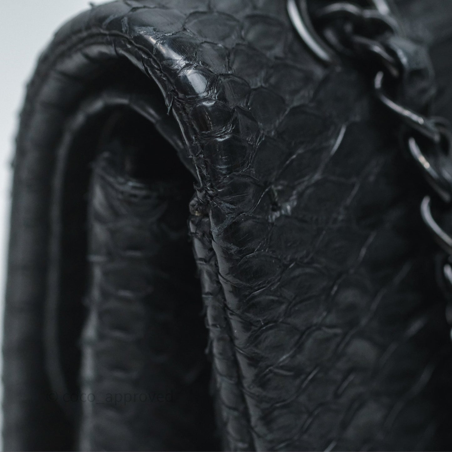 Chanel Classic M/L Medium Flap So Black Python Black Hardware
