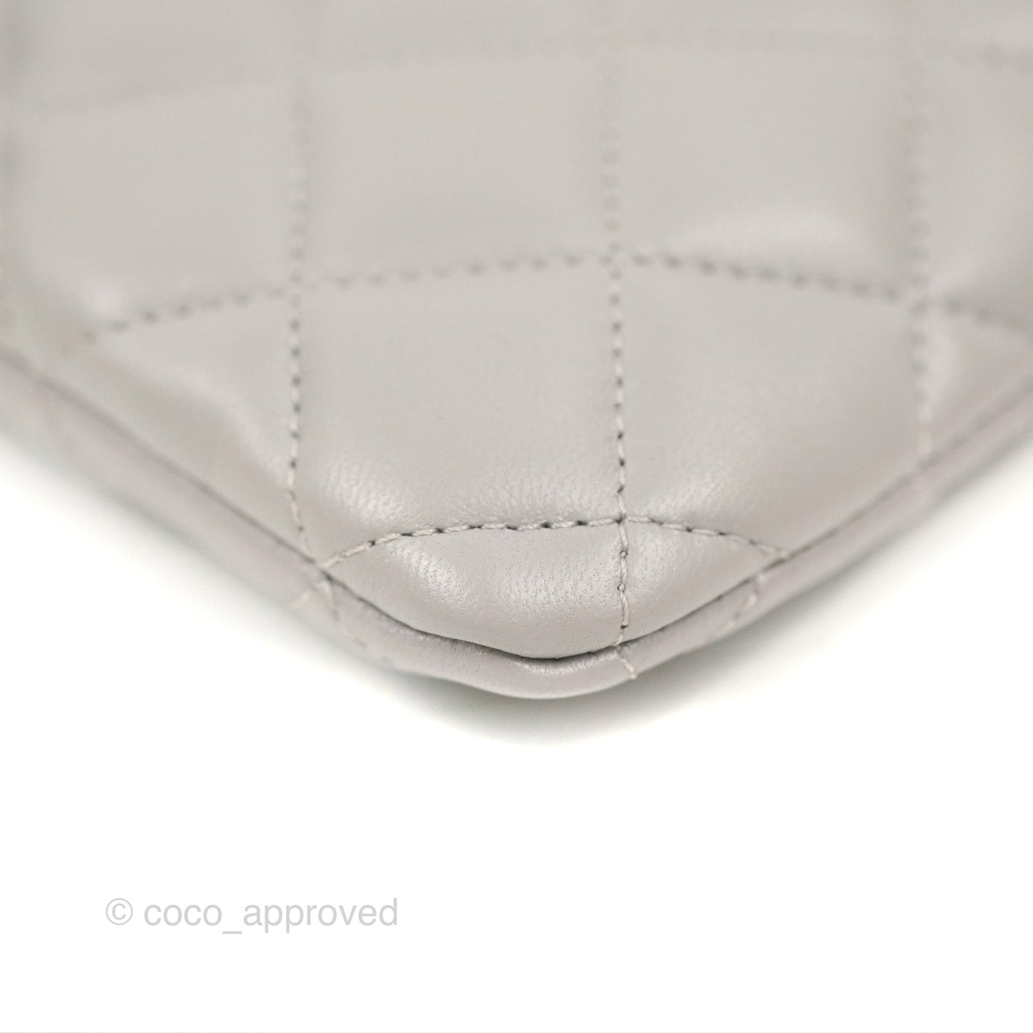 Chanel Quilted Small O Case Grey Lambskin Silver Hardware