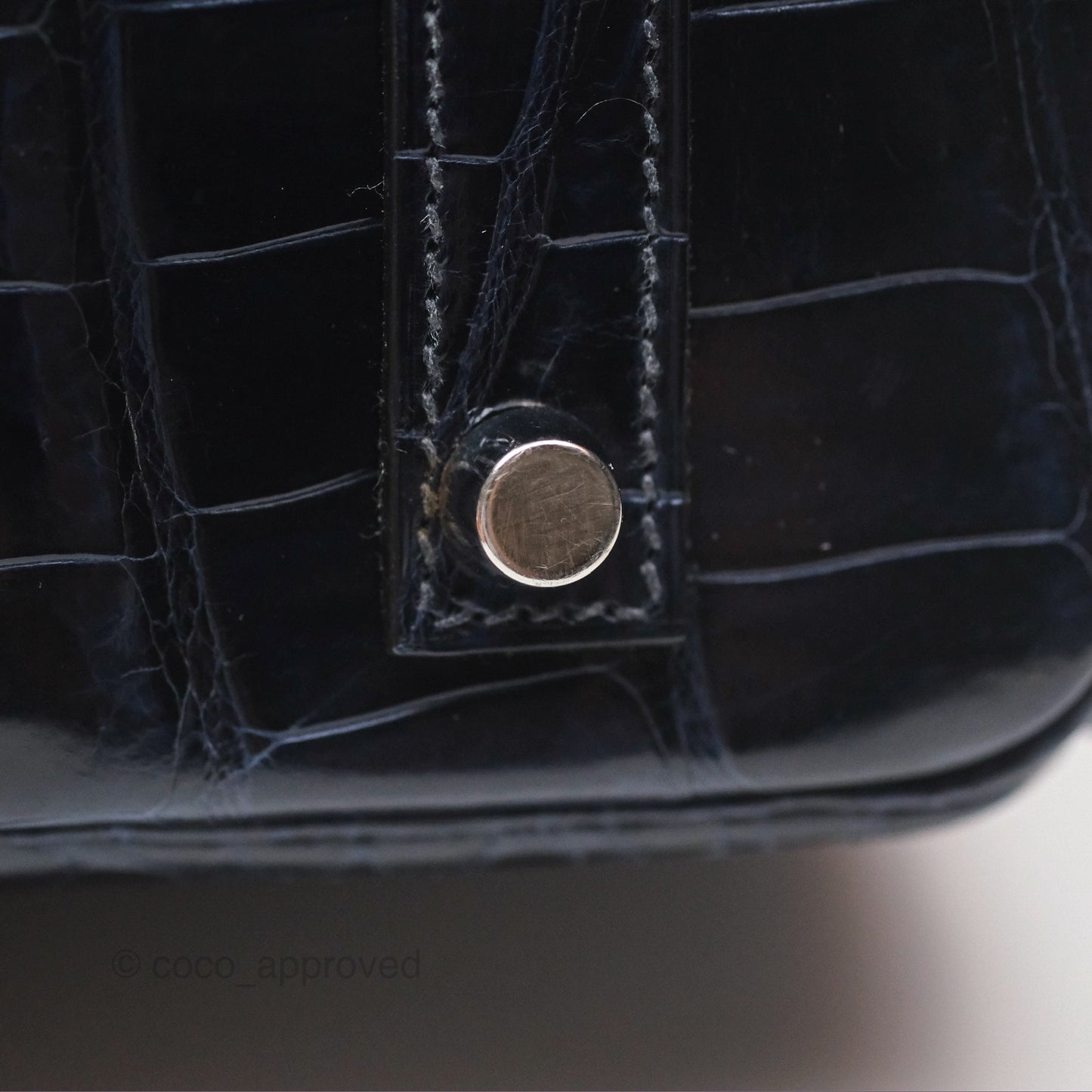 Hermès Birkin 35 Porosus Marine 78 Palladium Hardware