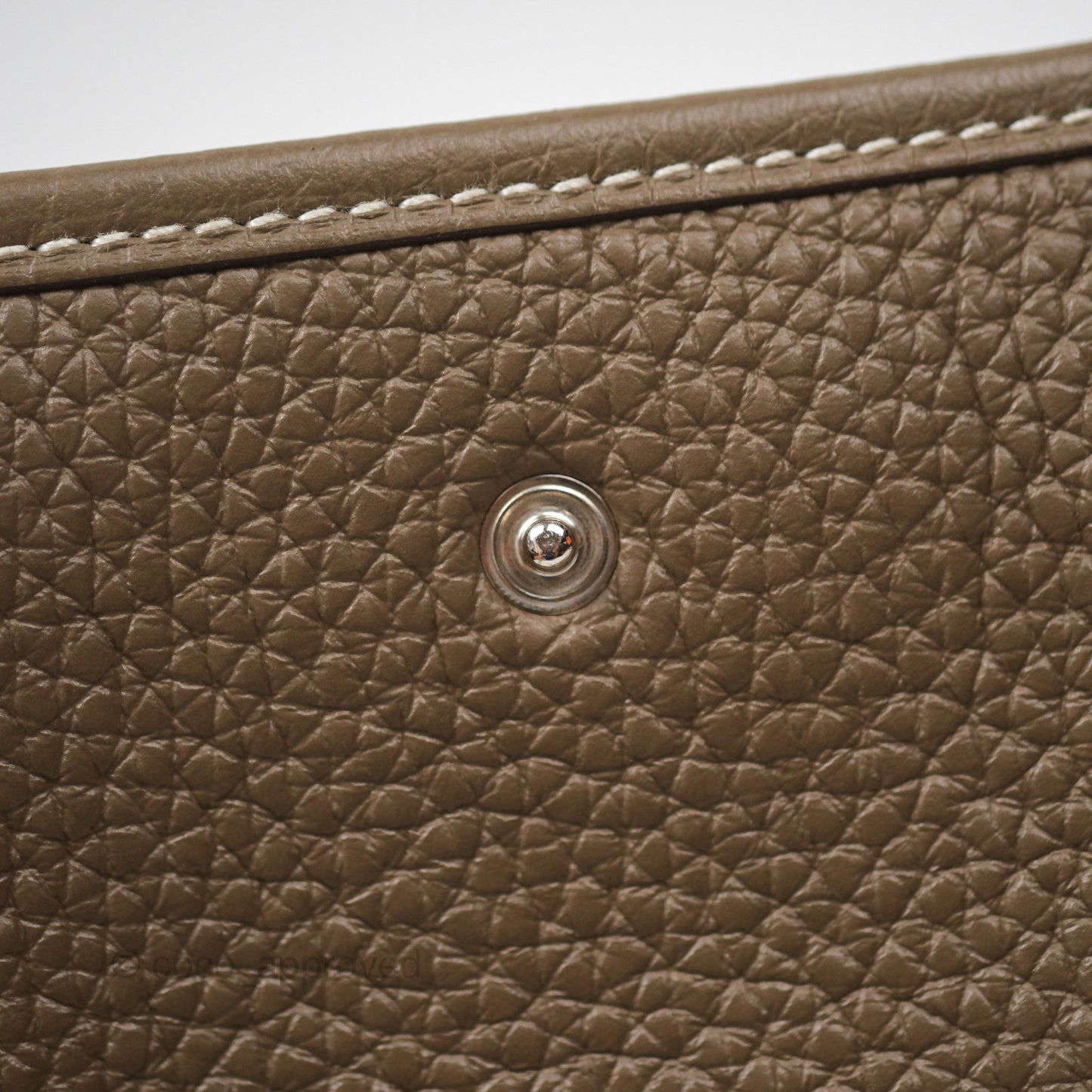 Hermès Mini Evelyne 16 Etoupe 18 Clemence Palladium Hardware with Bleu Indigo Strap