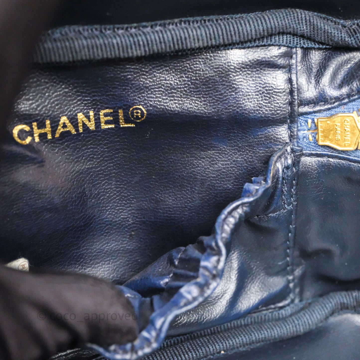 Chanel Vintage Vanity Case Denim Aged Gold Hardware
