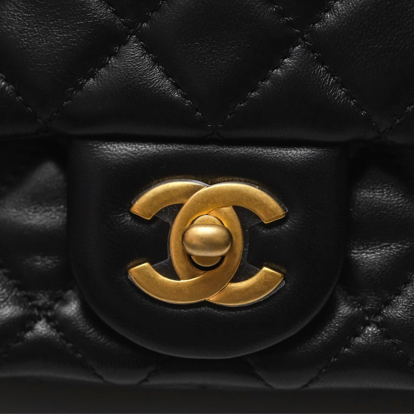 Chanel Pearl Crush Mini Square Quilted Black Lambskin Aged Gold Hardware