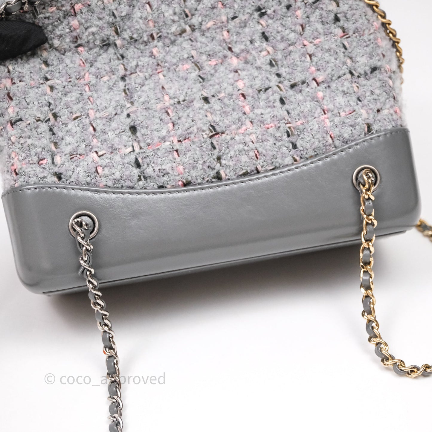 Chanel Gabrielle Small Backpack Grey Tweed Aged Calfskin