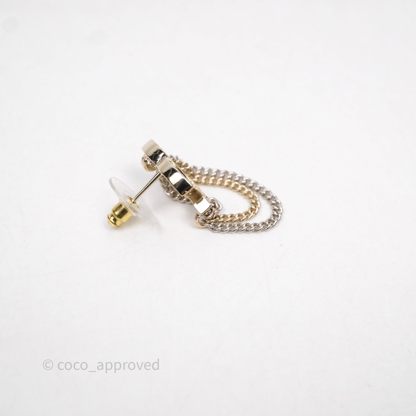 Chanel Crystal CC Chain Pendant Earrings 21B