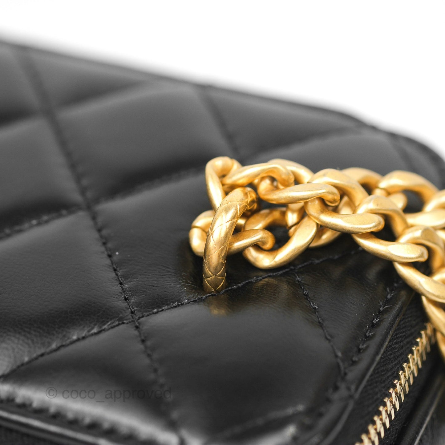 Chanel Vanity with Adjustable Chain Black Lambskin Aged Gold Hardware