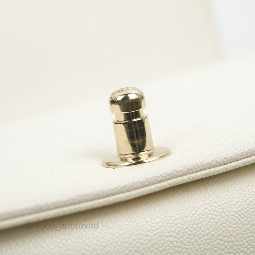 Chanel Small Boy White Caviar Gold Hardware