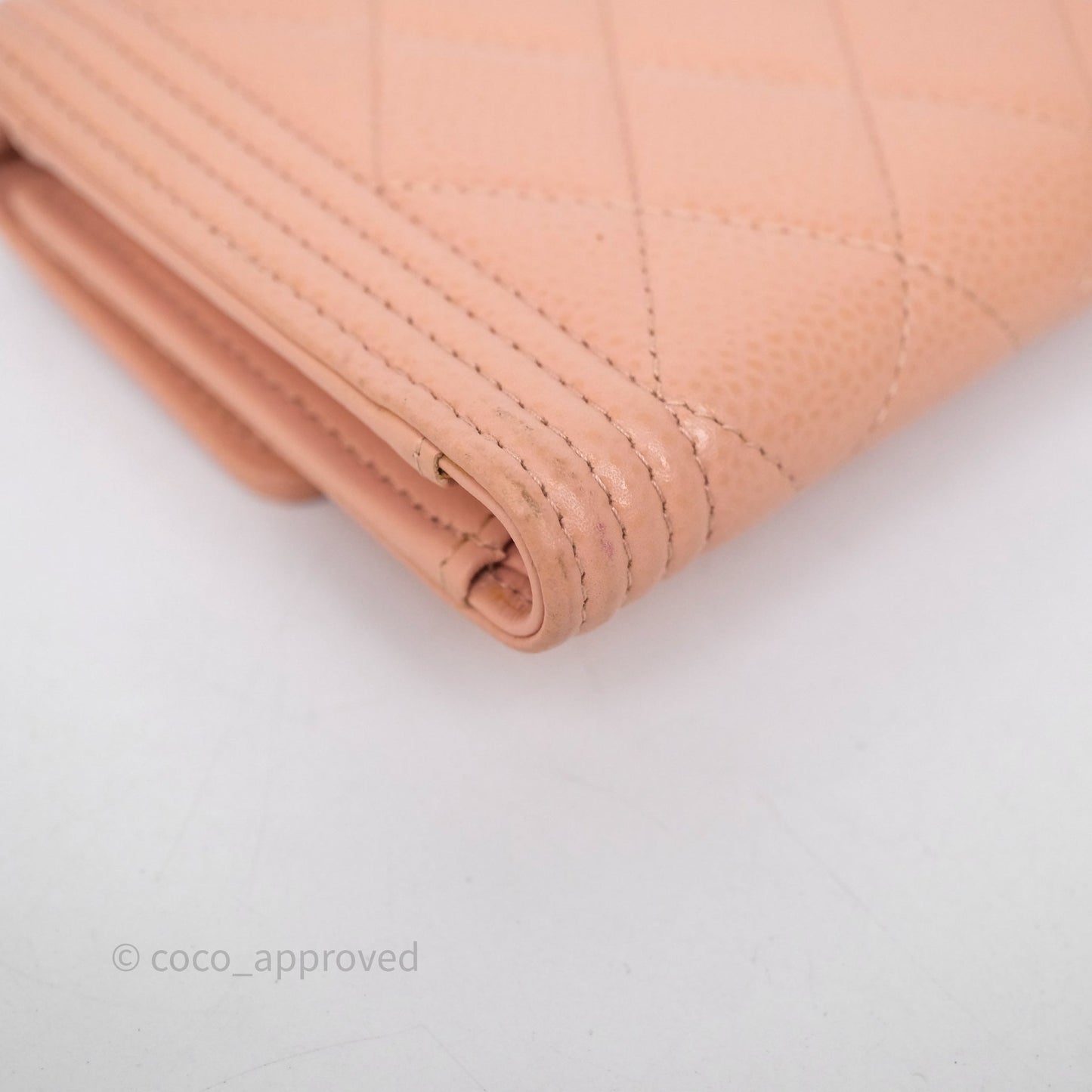 Chanel Quilted Boy Medium Trifold Flap Wallet Pink Caviar Gold Hardware
