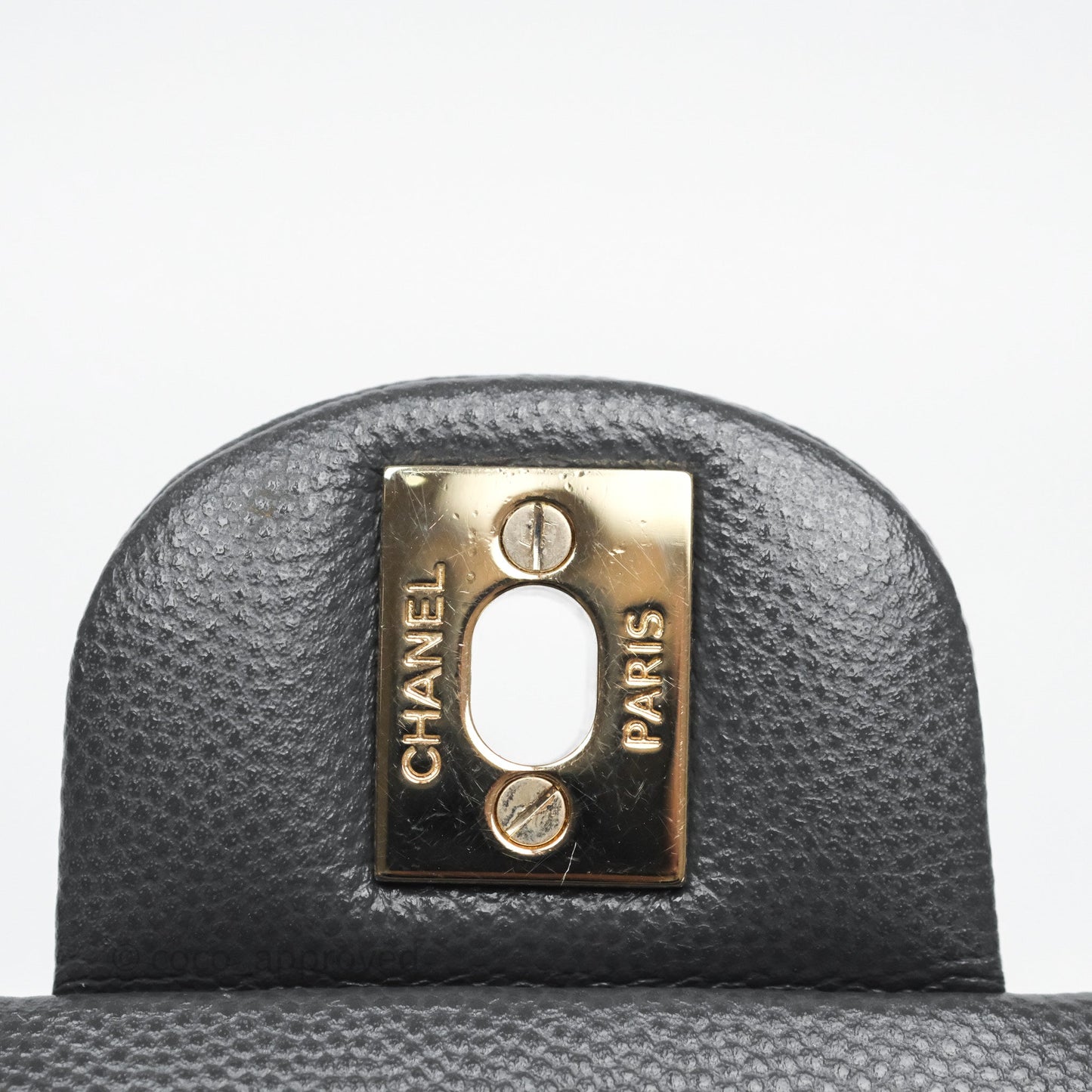 Chanel Small Classic Flap Quilted Dark Grey Caviar Gold Hardware