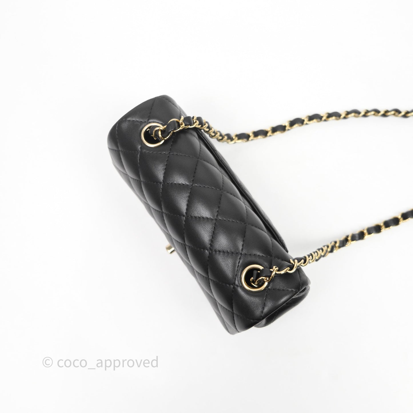 Chanel Mini Rectangular Black Lambskin Bag Gold Hardware