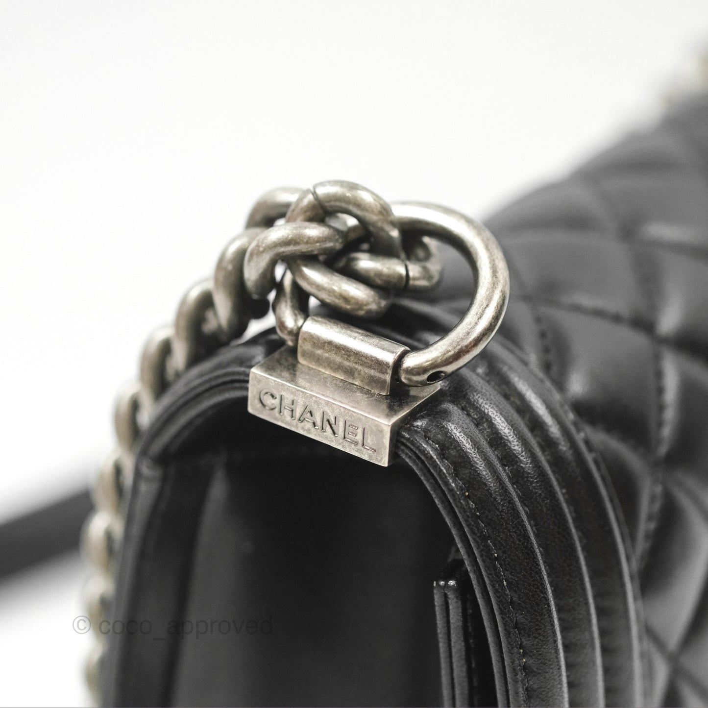 Chanel Quilted Medium Boy Black Lambskin Ruthenium Hardware