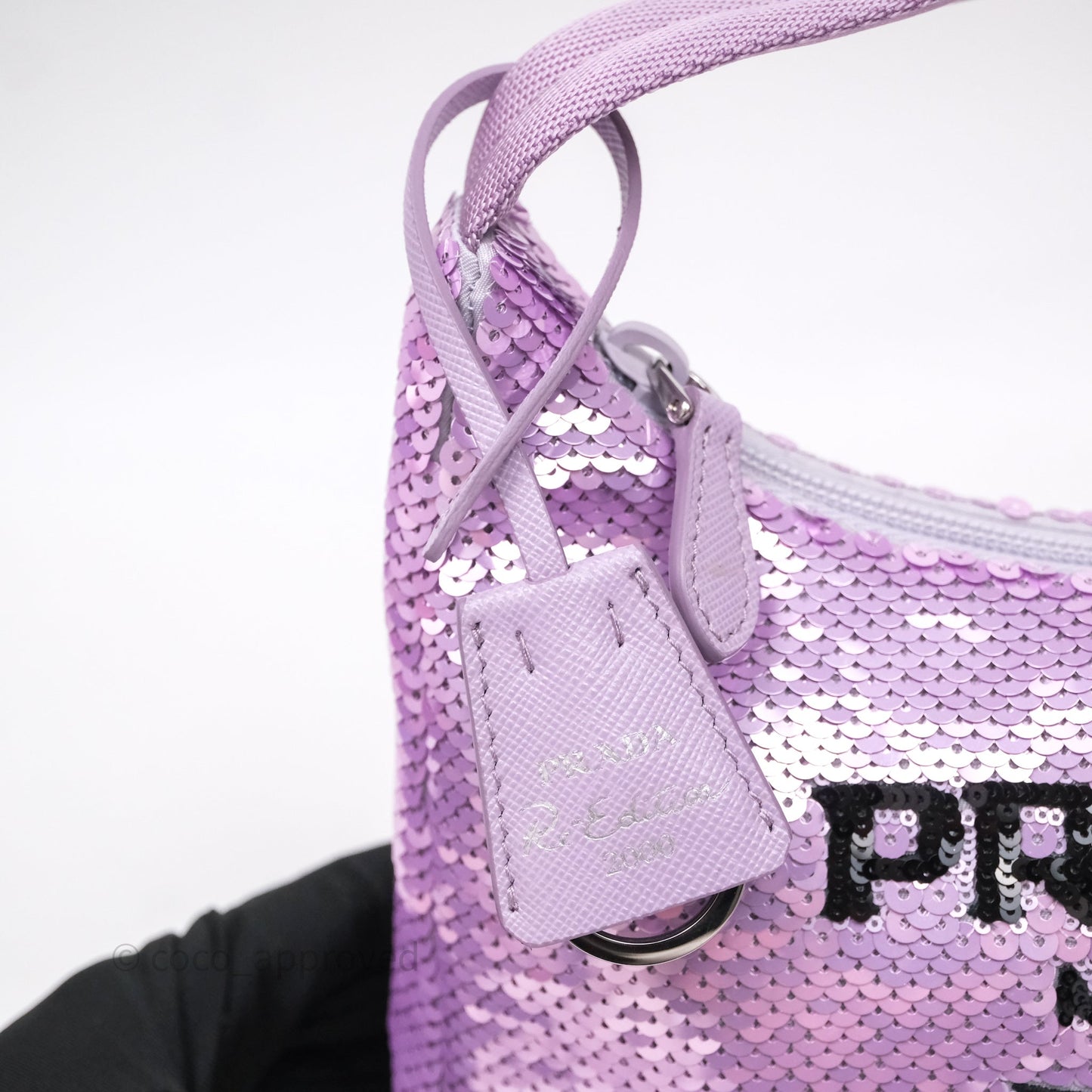 Prada Re-Edition 2000 Nylon Mini Hobo Bag Purple Sequin