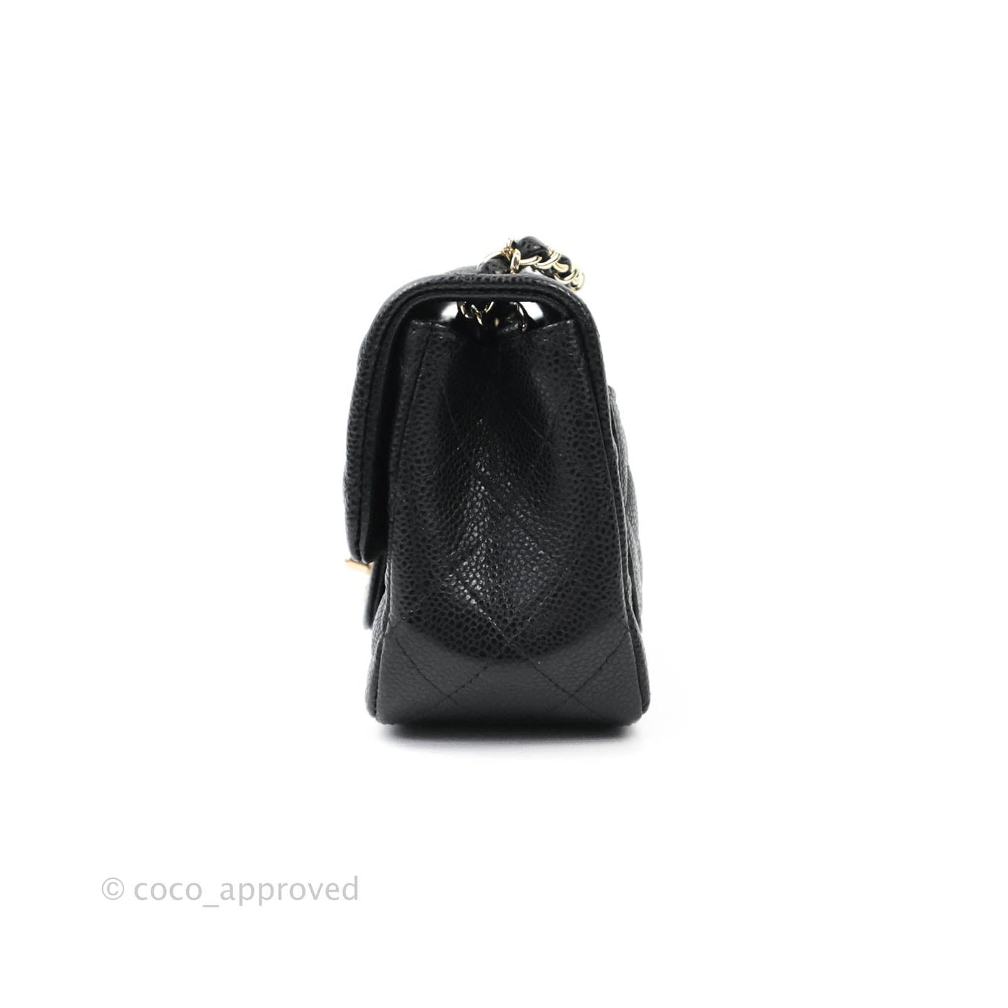 Chanel Mini Square Black Caviar Gold Hardware 18S