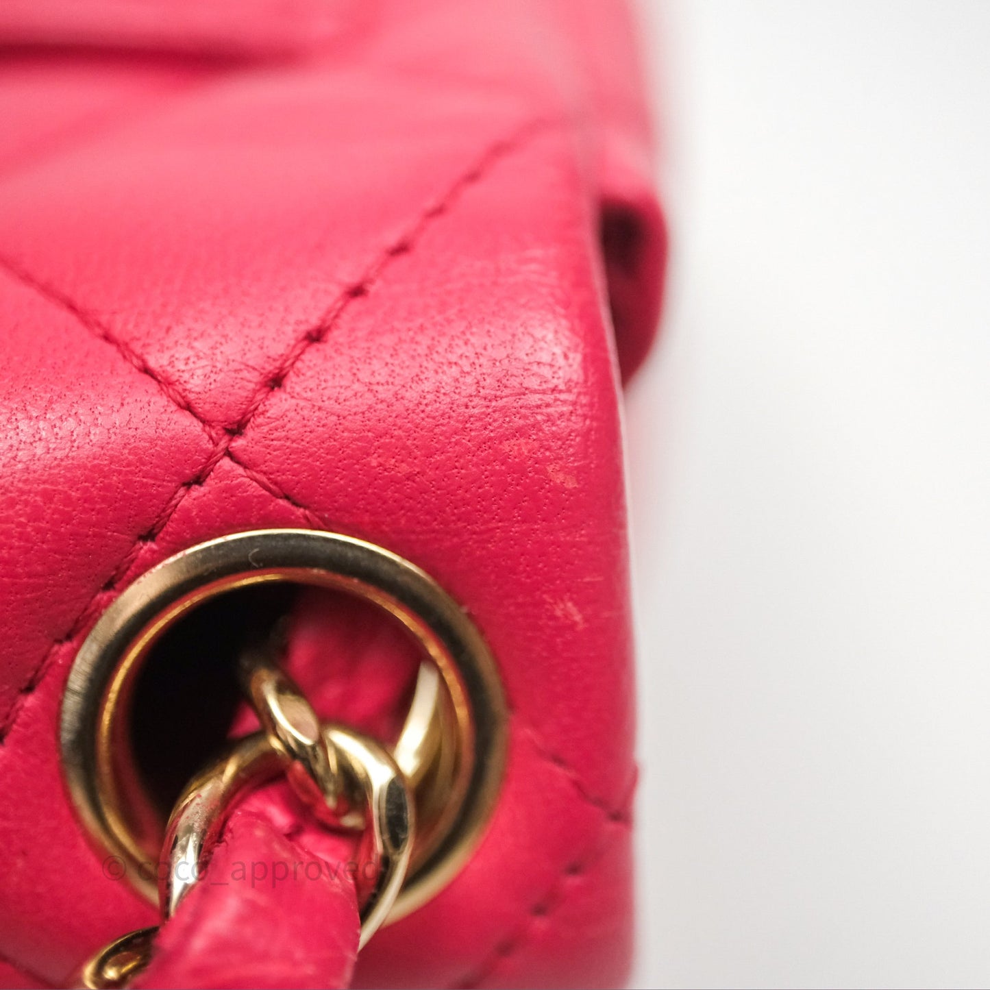 Chanel Mini Square Flap Quilted Dark Pink Lambskin Gold Hardware