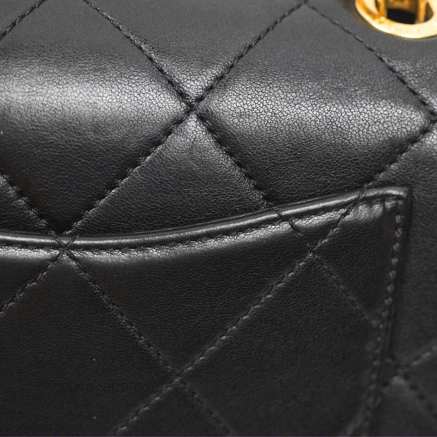 Chanel Mini Top Handle Flap Black Lambskin Aged Gold Hardware