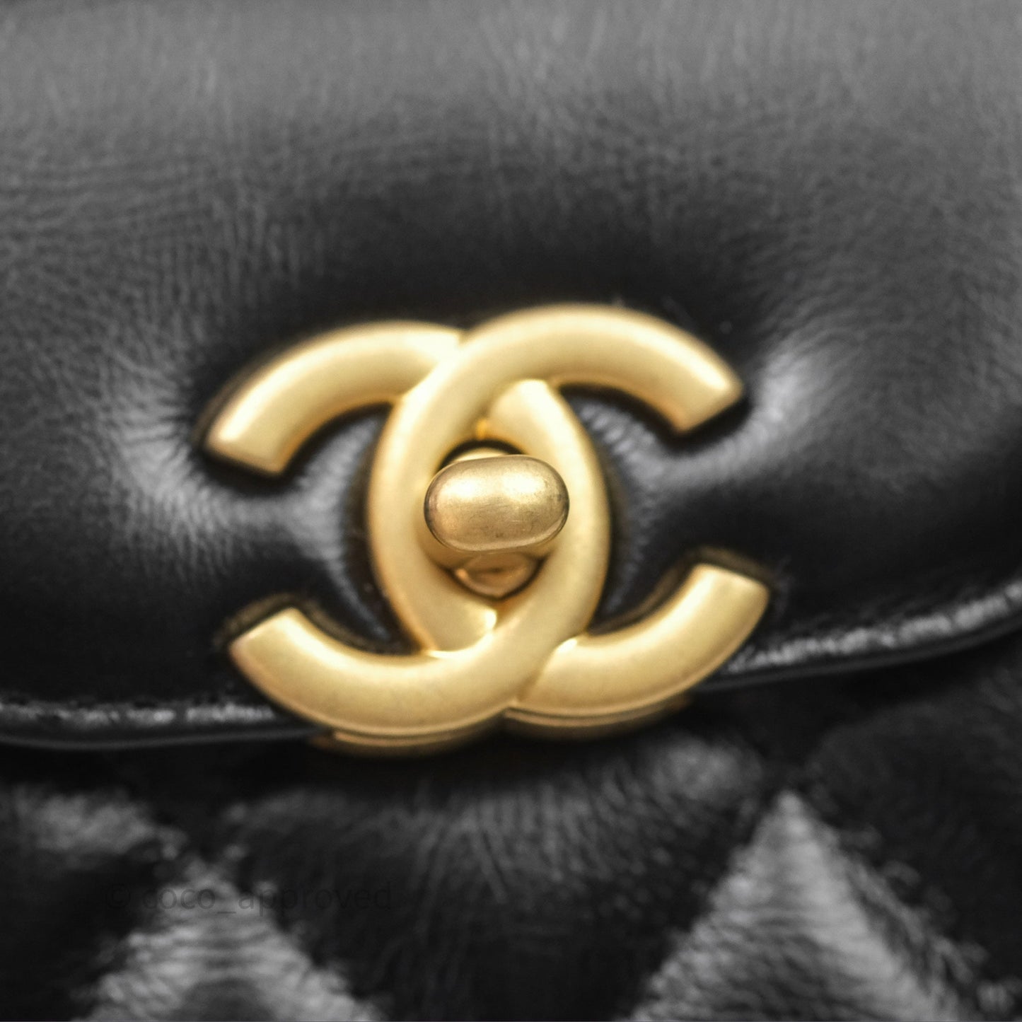 Chanel Kelly Bag Quilted Black Shiny Crumpled Calfskin Aged Gold Hardware