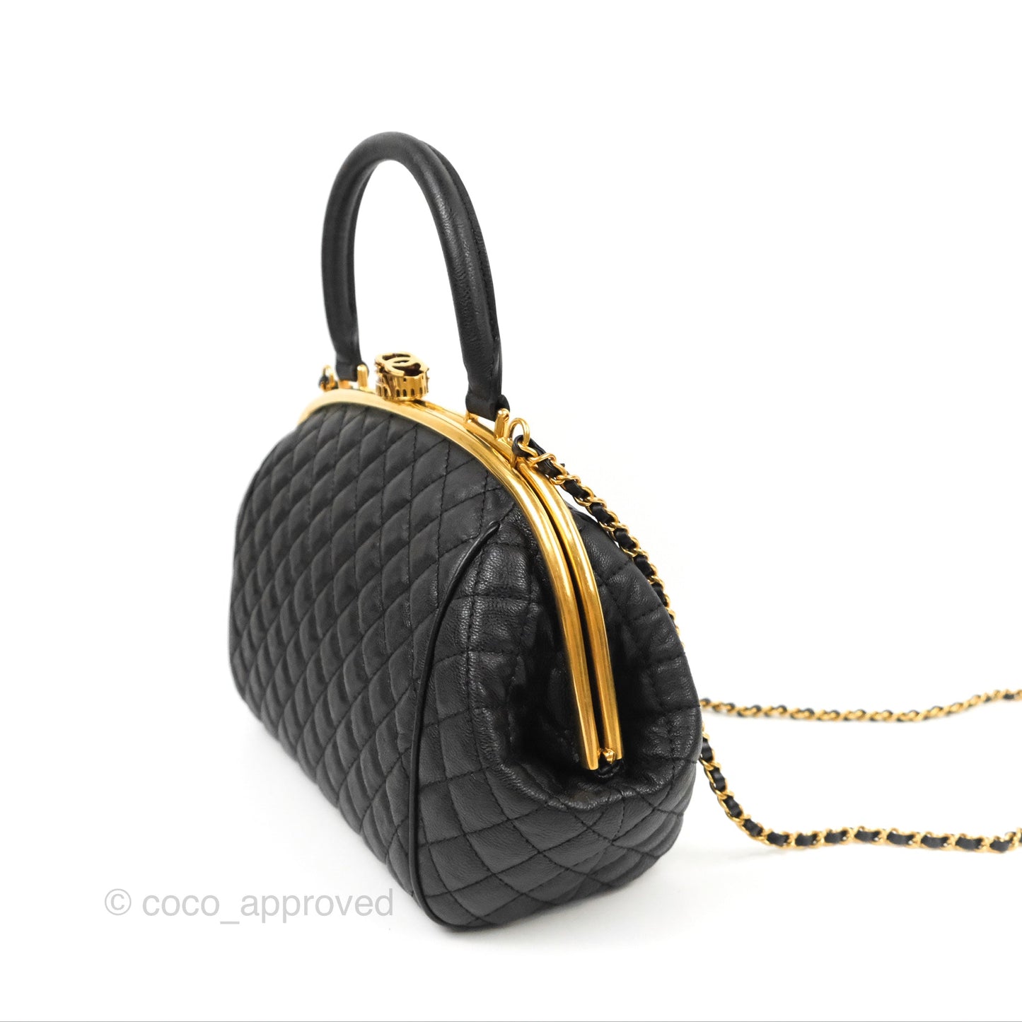 Chanel Paris Rome Colosseum Lock Bag Black Calfskin Antique Gold