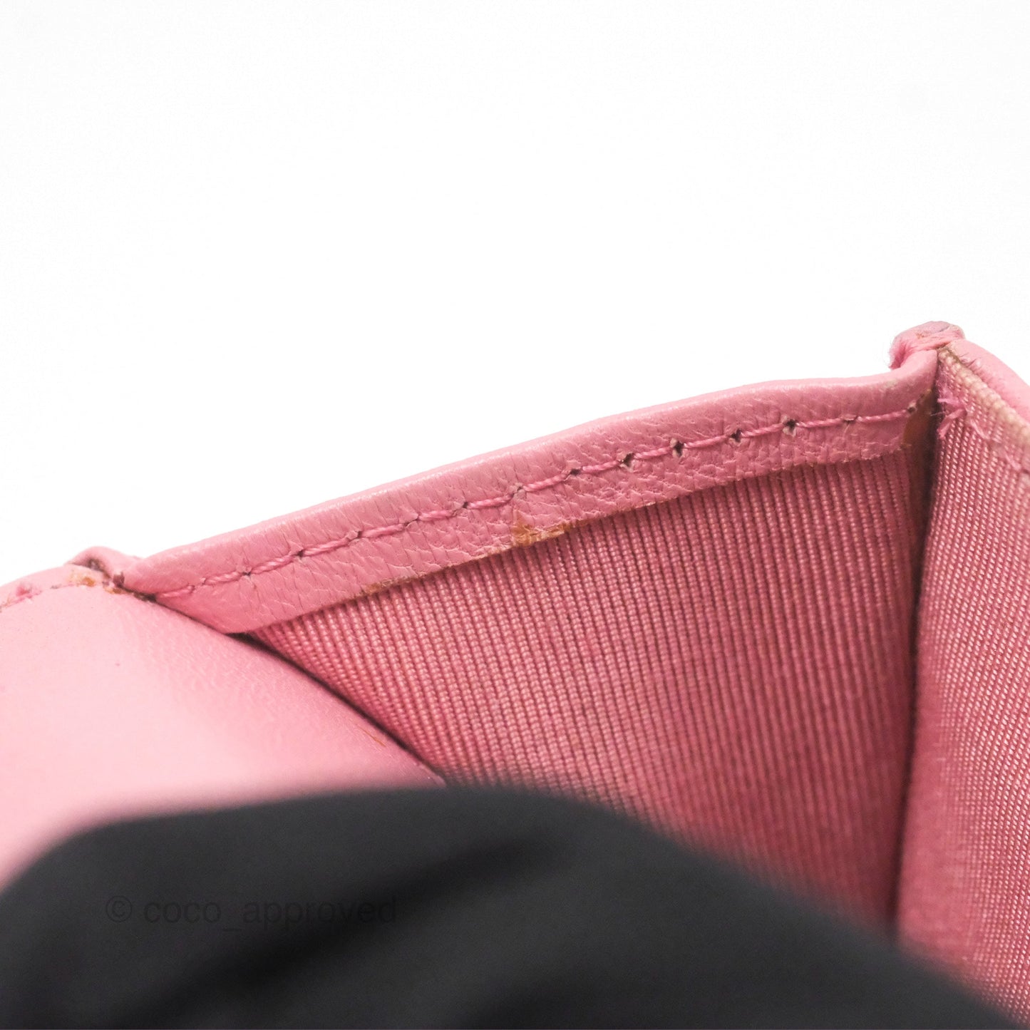 Chanel Quilted Flap Card Holder Pink Lambskin Silver Hardware