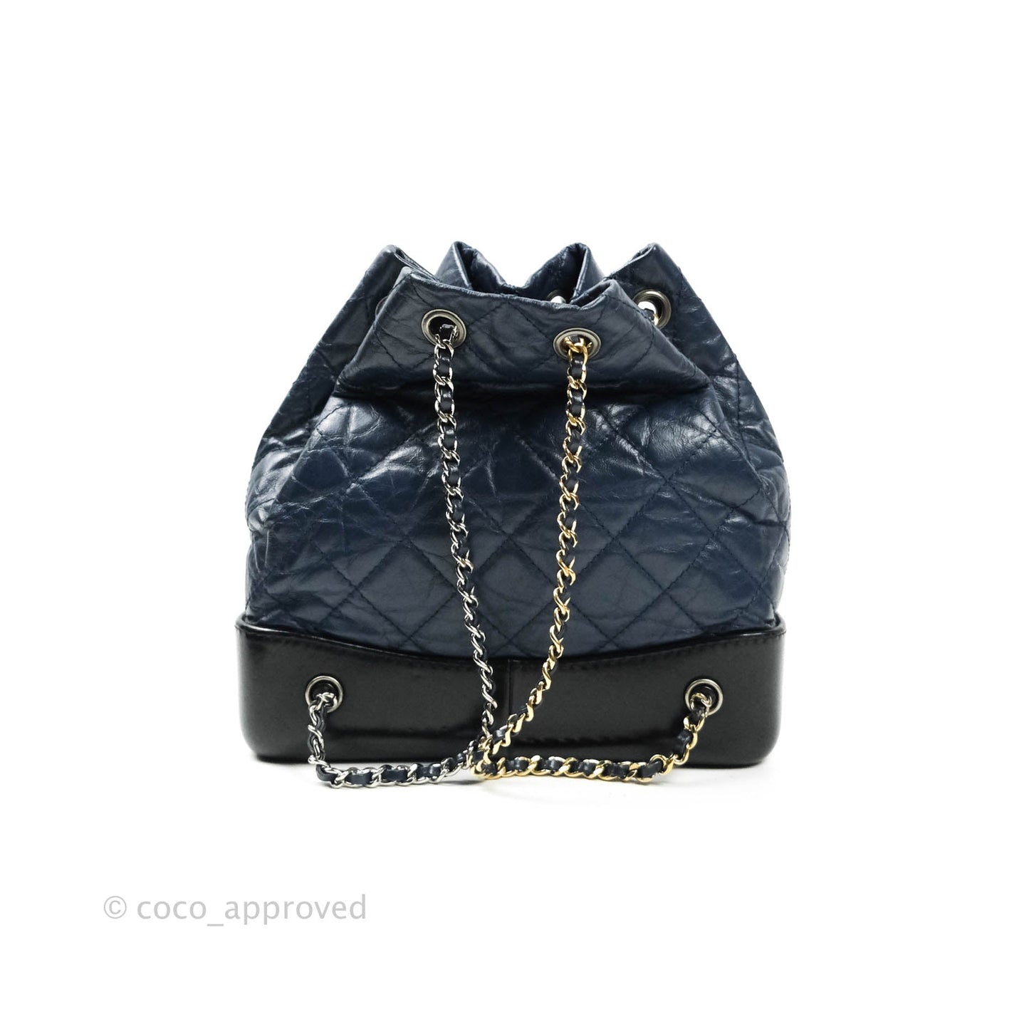 Chanel Gabrielle Backpack Black Aged Calfskin Small Navy Black