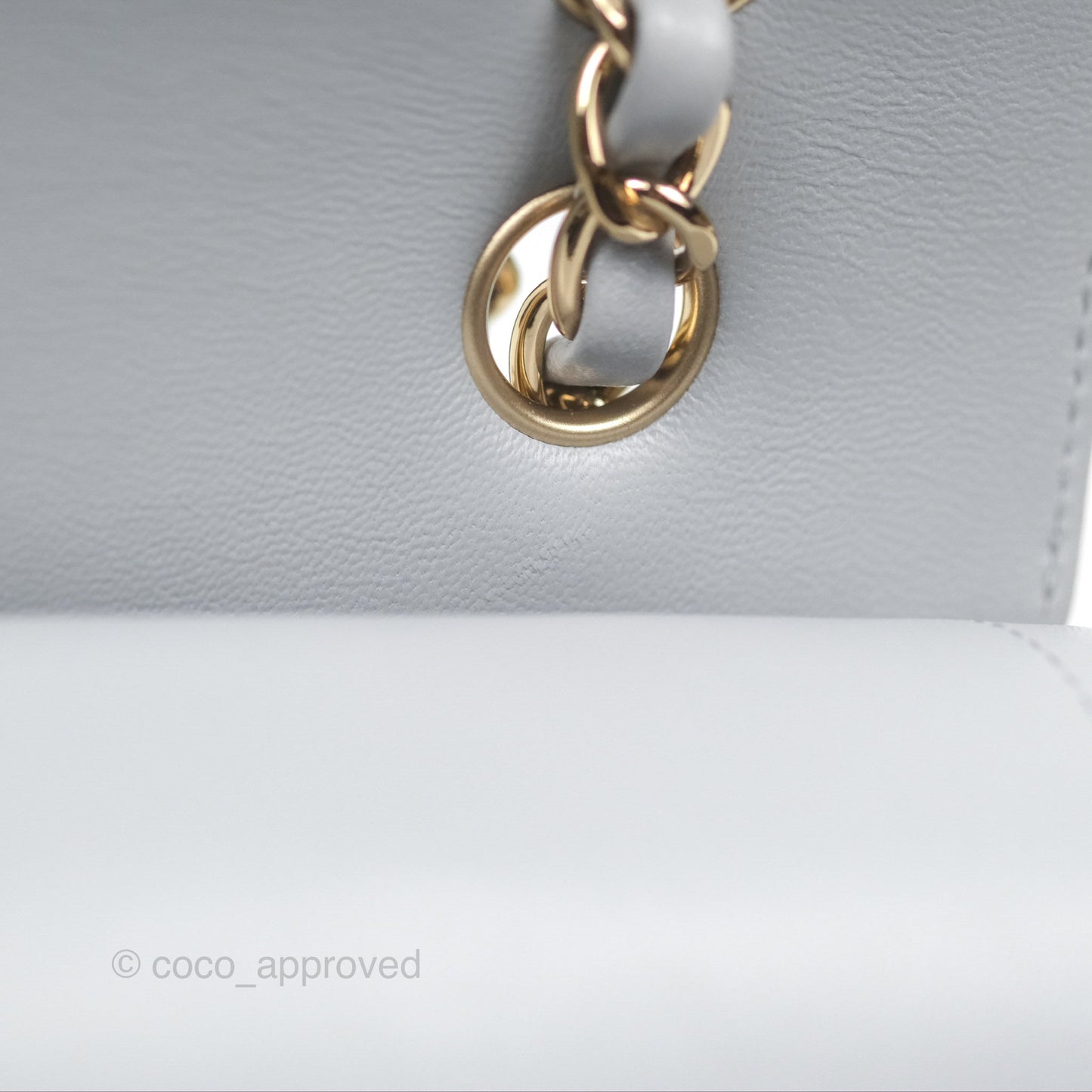 Chanel Small Classic Chevron Flap Grey Lambskin Gold Hardware