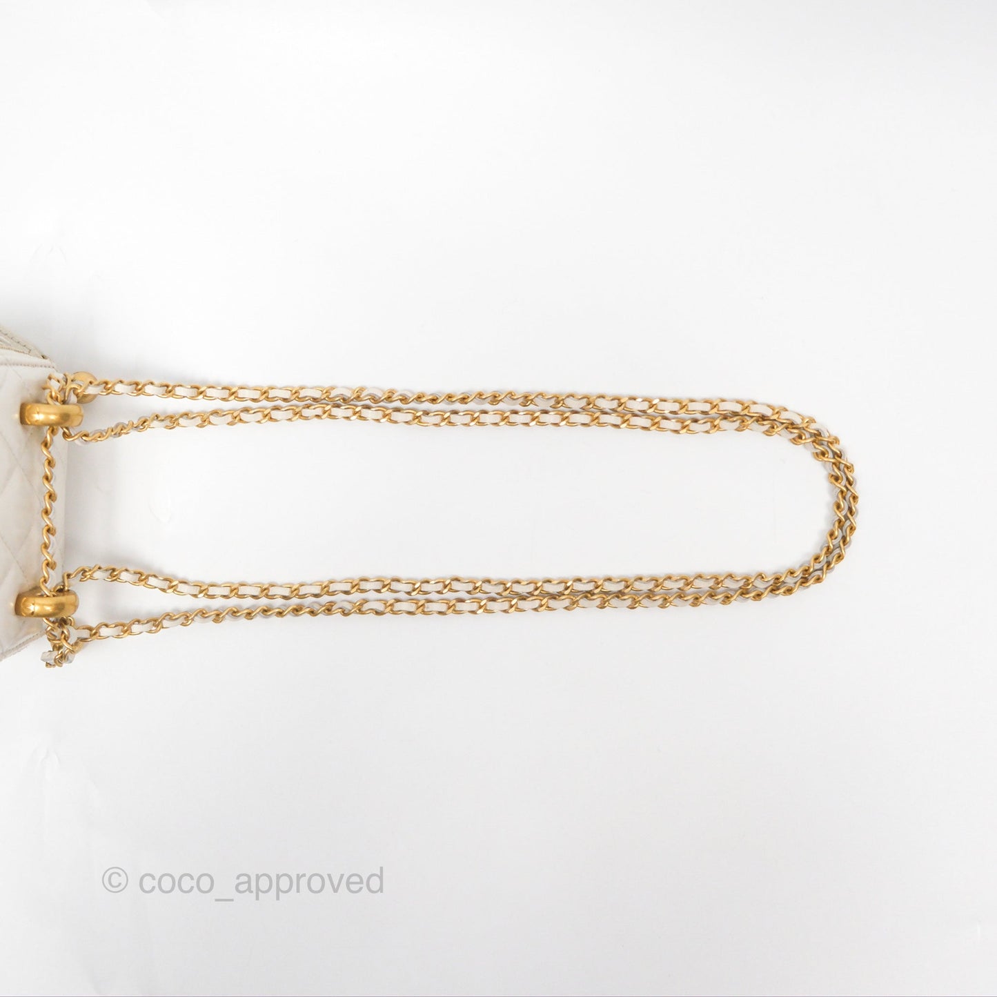 Chanel Quilted Mini Perfect Fit Vanity With Chain White Calfskin Aged Gold Hardware
