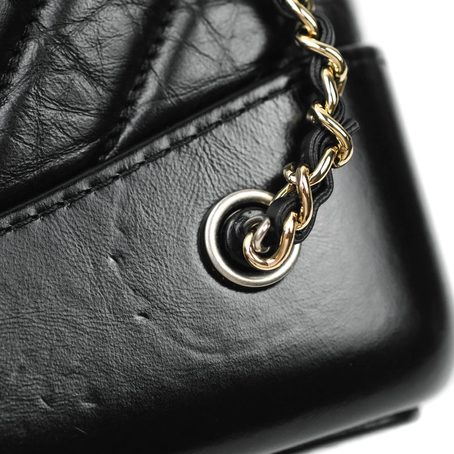 Chanel Small Chevron Gabrielle Backpack Black Aged Calfskin