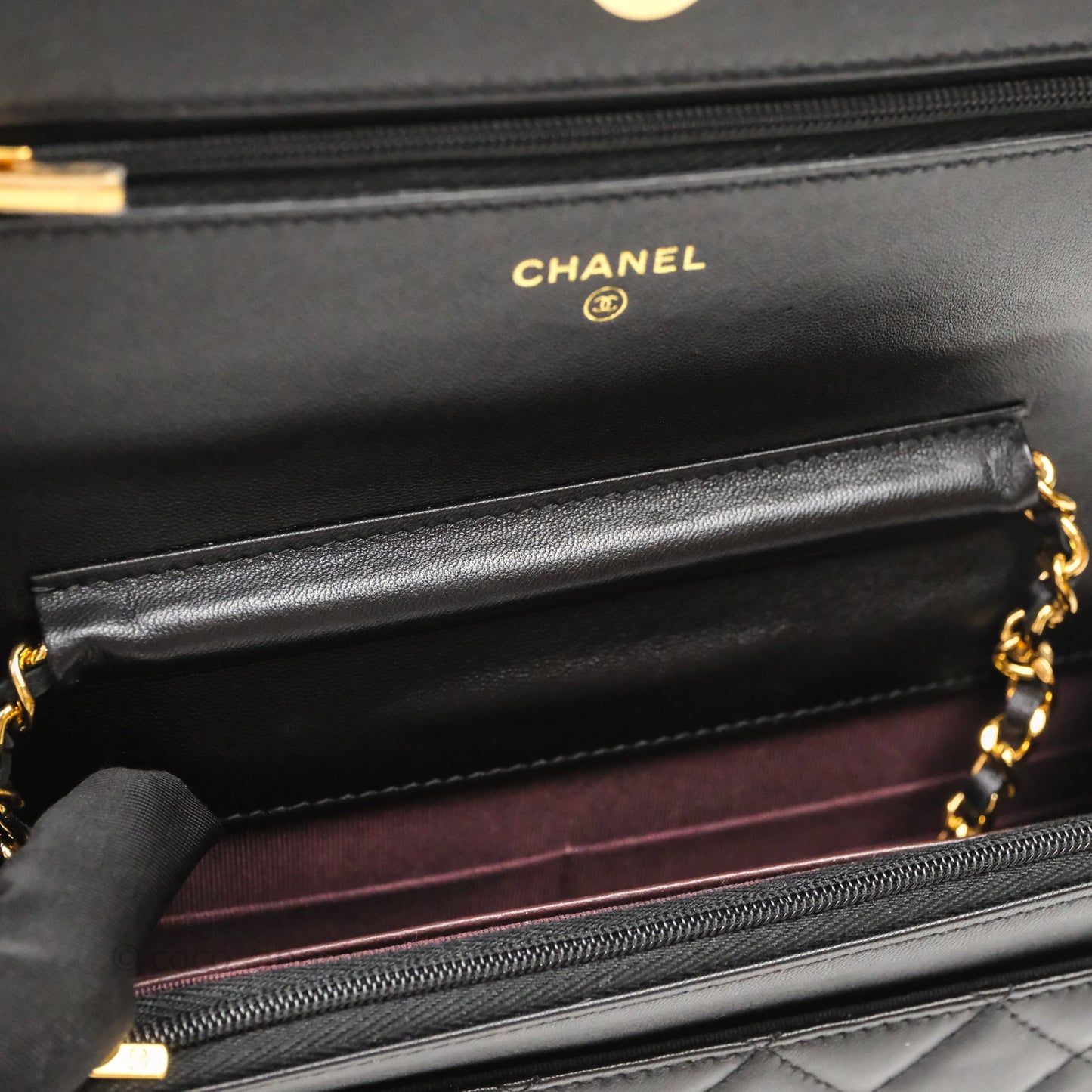 Chanel Quilted WOC Black Lambskin Gold Hardware