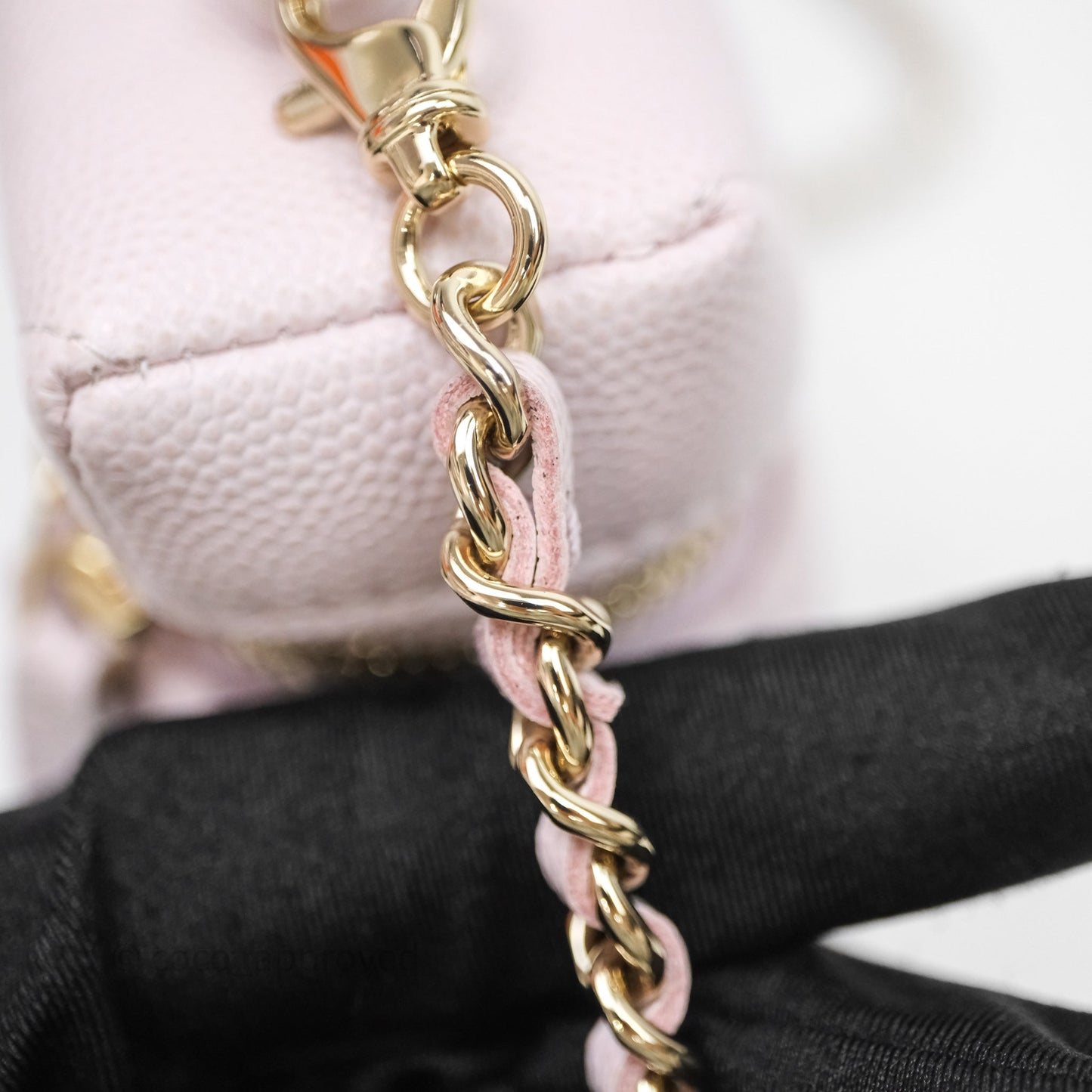 Chanel Top Handle Long Vanity with Chain Light Lilac Pink Caviar Gold Hardware