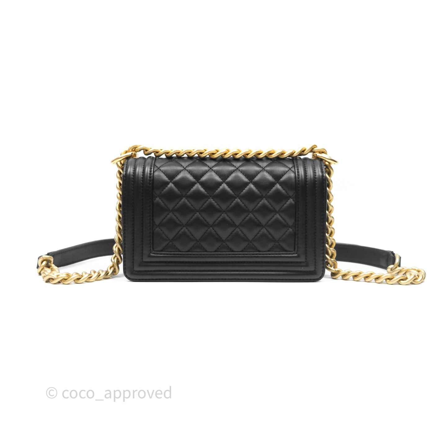 Chanel Small Boy Black Lambskin Aged Gold Hardware