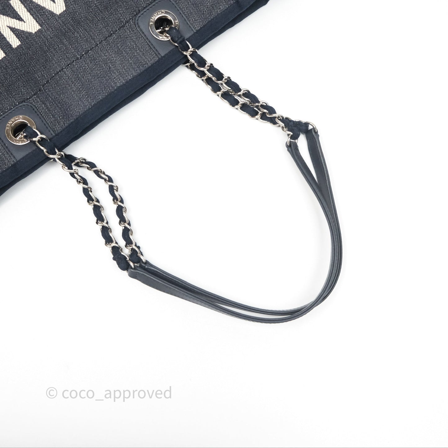 Chanel Medium Deauville Navy Canvas Silver Hardware