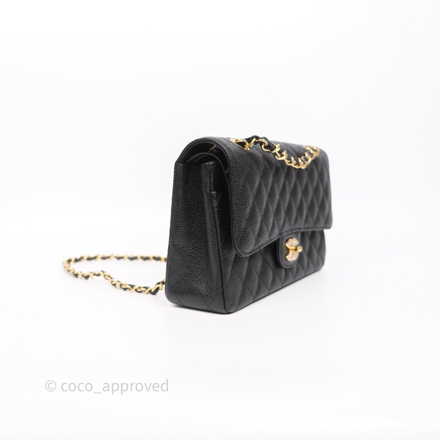 Chanel Classic M/L Medium Flap Quilted Black Caviar Gold Hardware