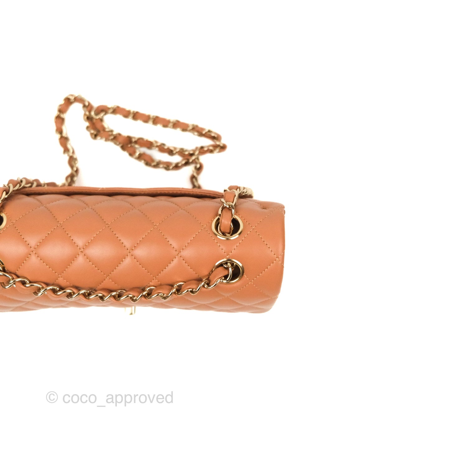 Chanel Small Classic Quilted Flap Dark Beige Caramel Lambskin Gold Hardware