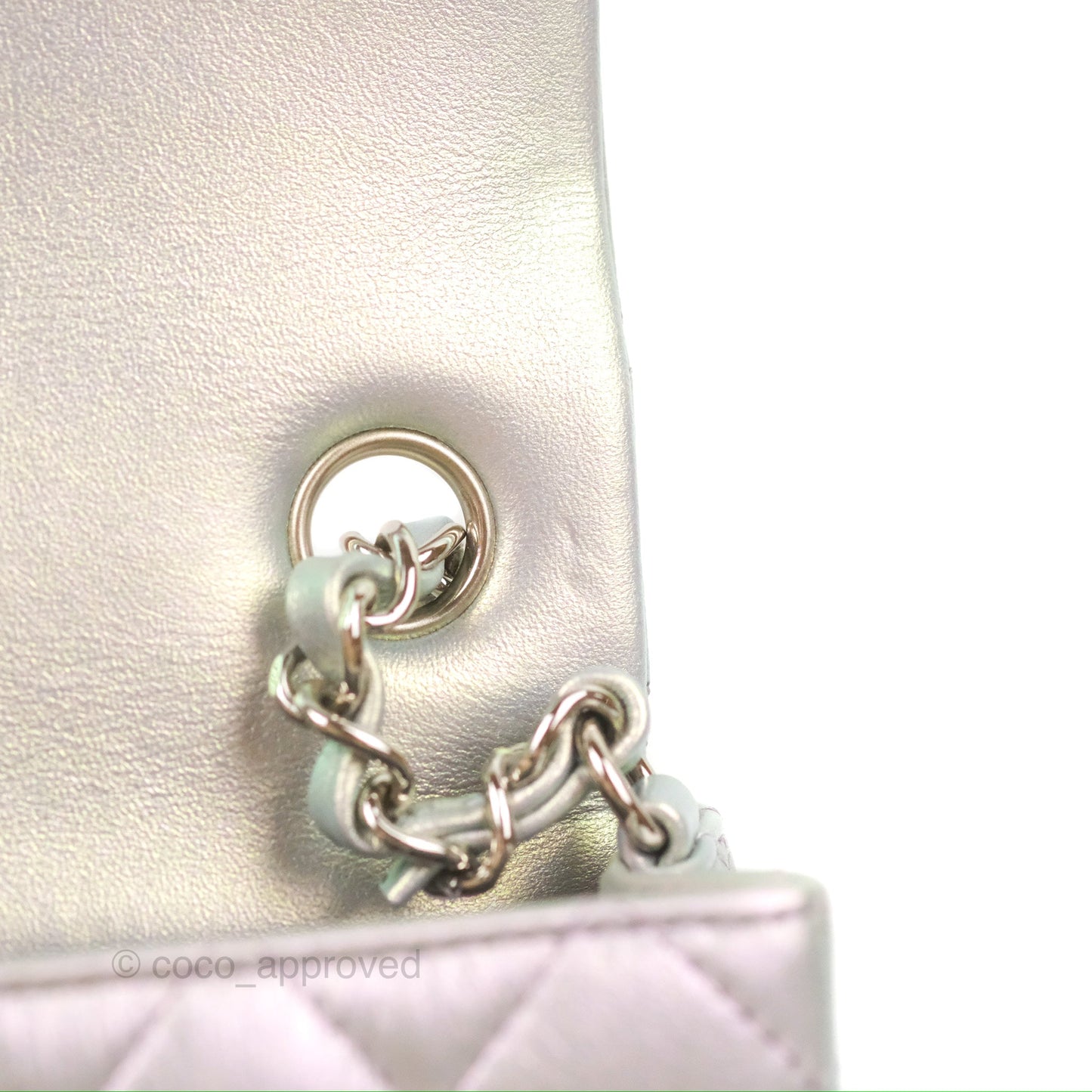 Chanel Quilted Mini Rectangular Iridescent Lilac Calfskin Silver Hardware