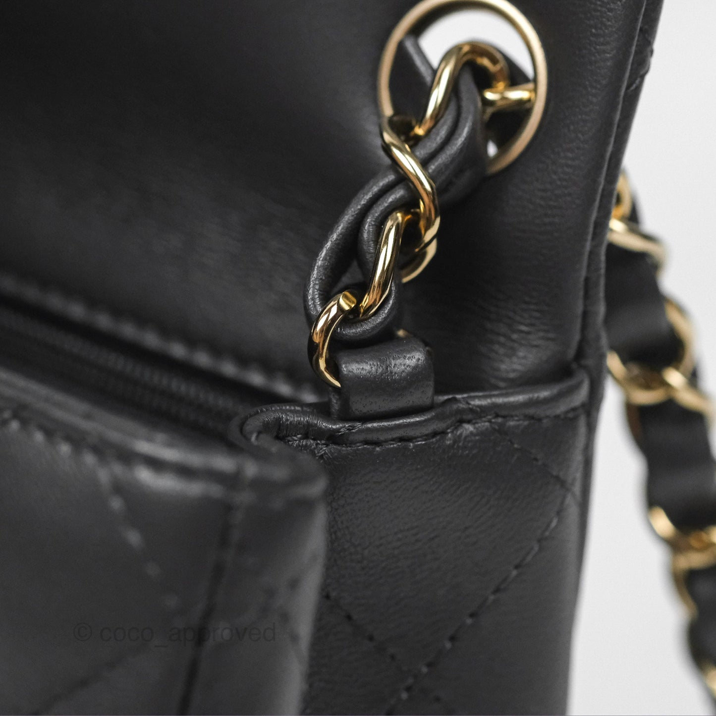 Chanel Mini Square Quilted Grey Lambskin Gold Hardware