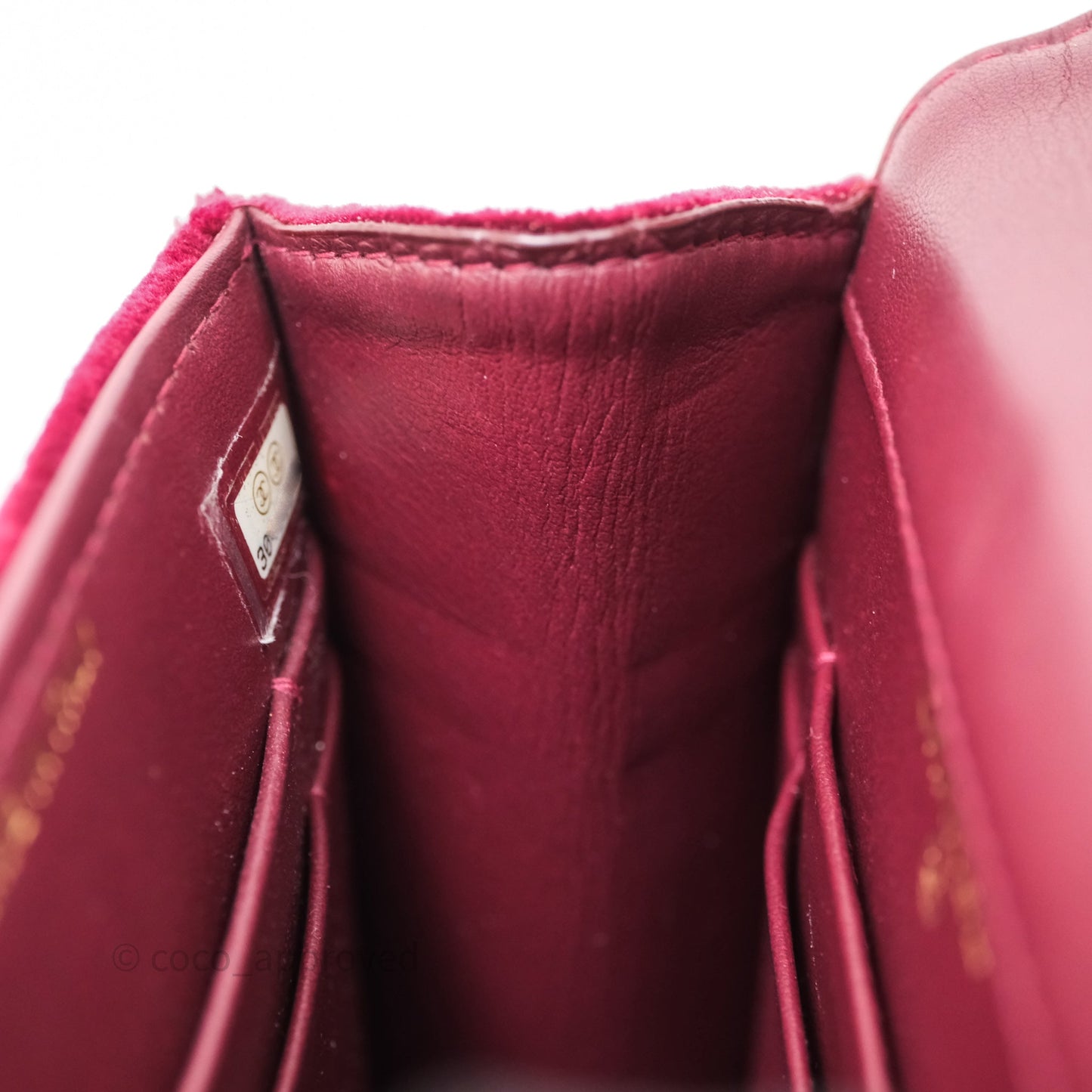 Chanel Quilted Phone Holder Crystals Pearl Crush Red Velvet Gold Hardware