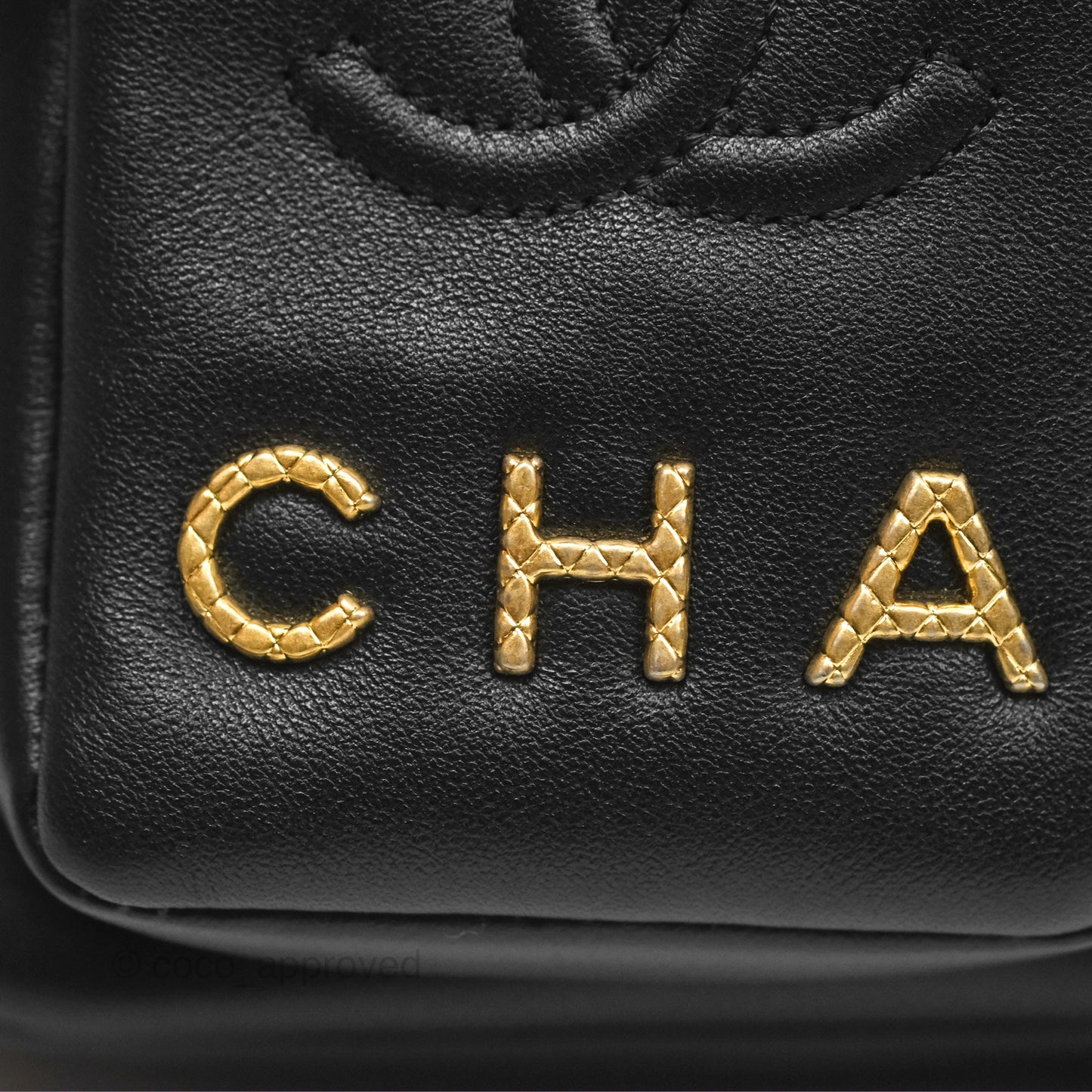 Chanel Small Logo Camera Case Quilted Black Calfskin