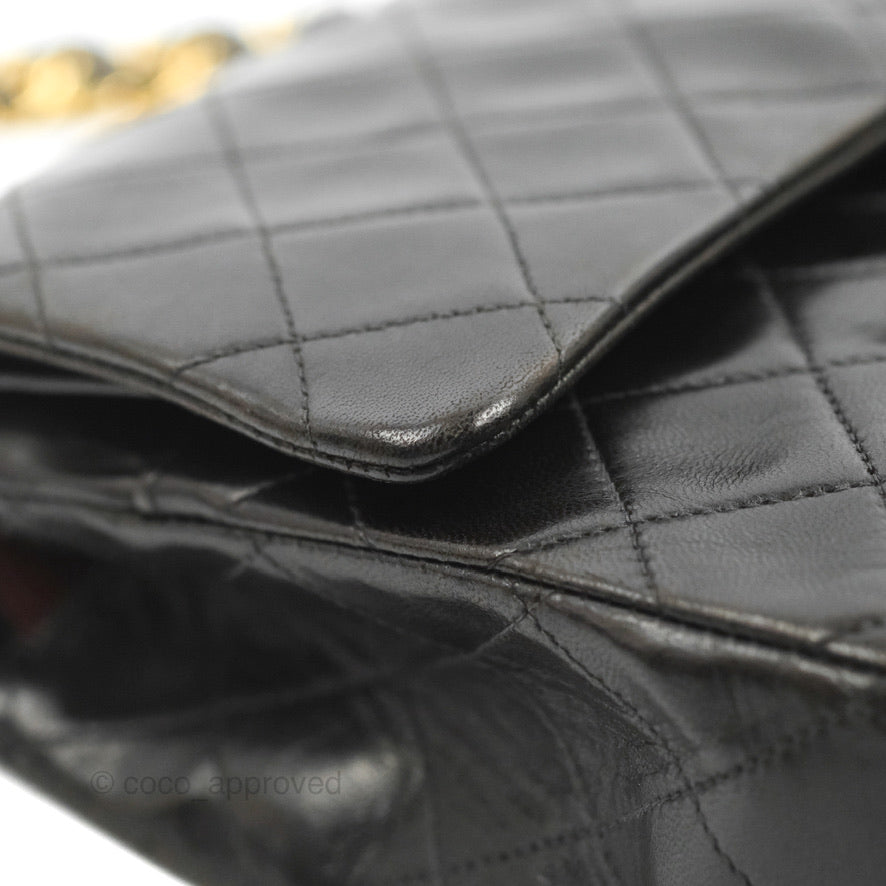 Chanel Classic Vintage Medium Flap Black Lambskin 24K Gold Hardware