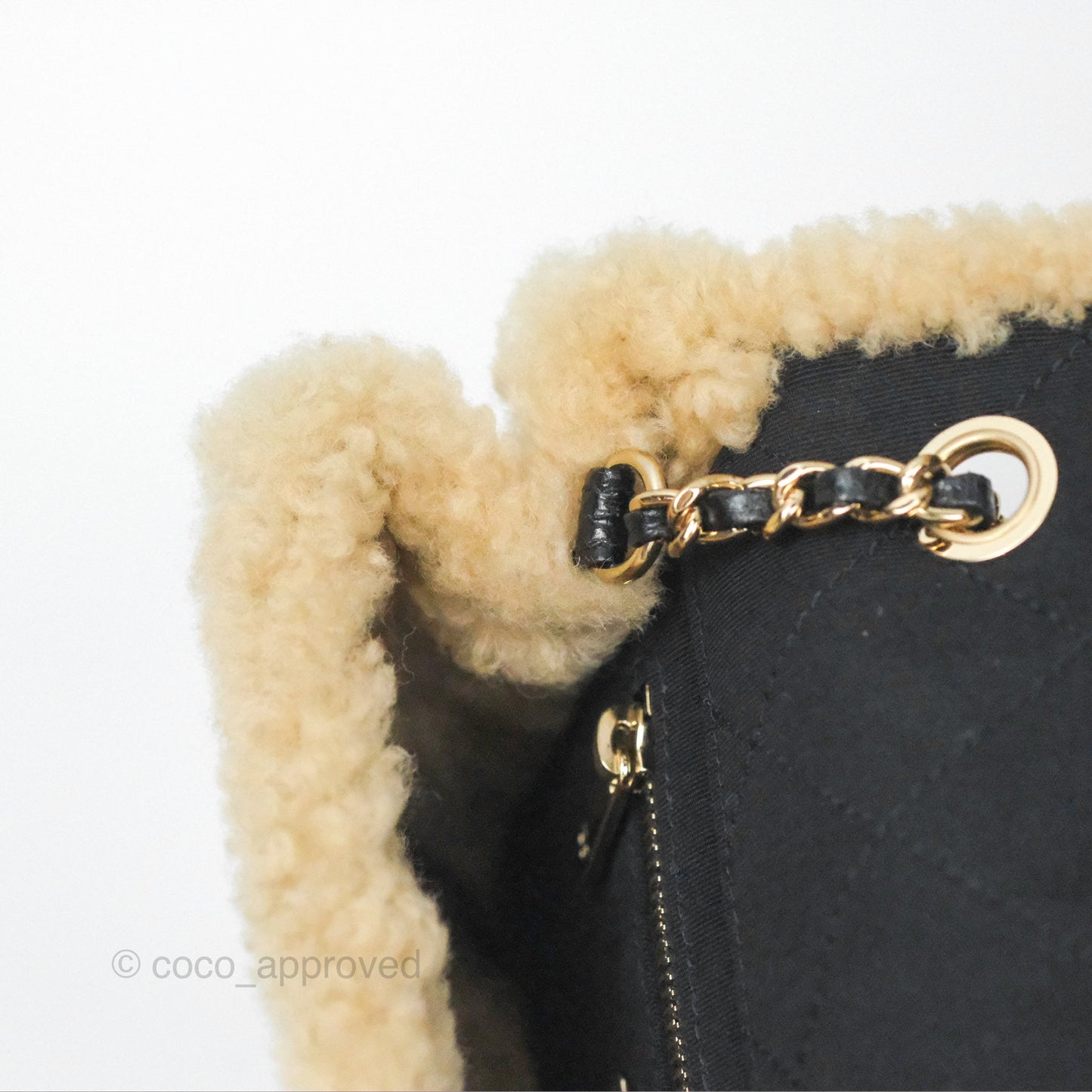 Chanel Mania CC Shearling Flap Bag Black Crumpled Glazed Sheepskin