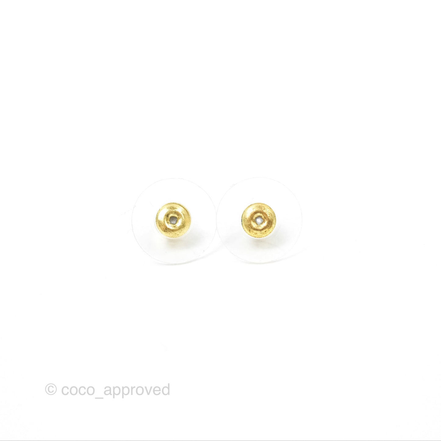 Chanel CC Pearl Crystals Earrings Gold Tone 22B