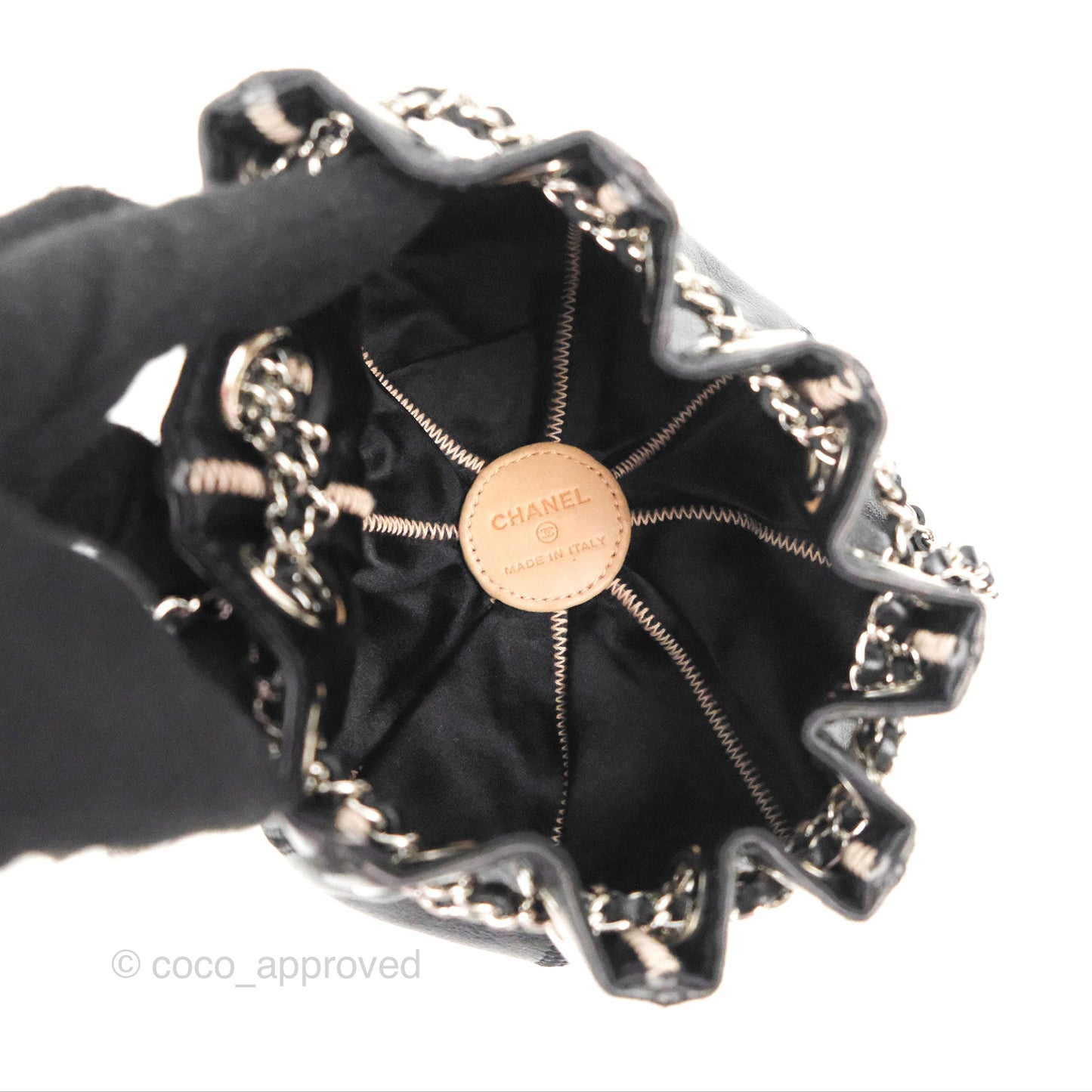 Chanel Mini Reversible Mini Sac Cordon Black/Peach Lambskin/Satin
