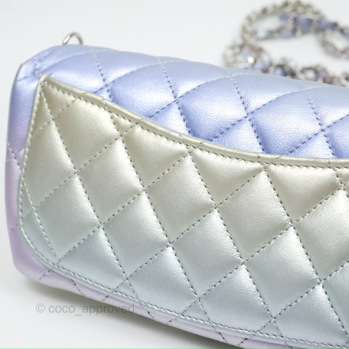 Chanel Quilted Case on Chain Iridescent Rainbow Calfskin