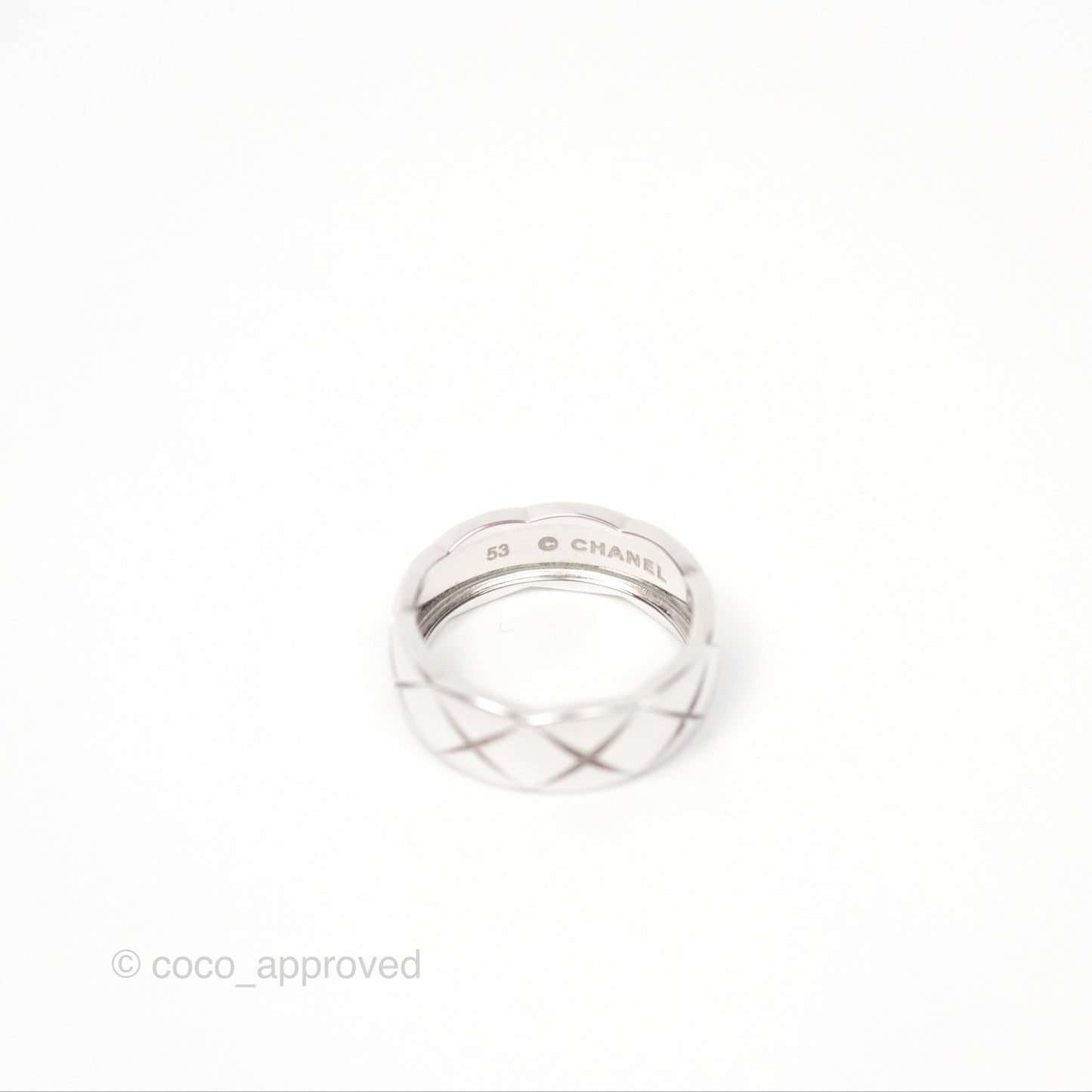 Chanel Coco Crush Ring Small Version 18K White Gold Size 53