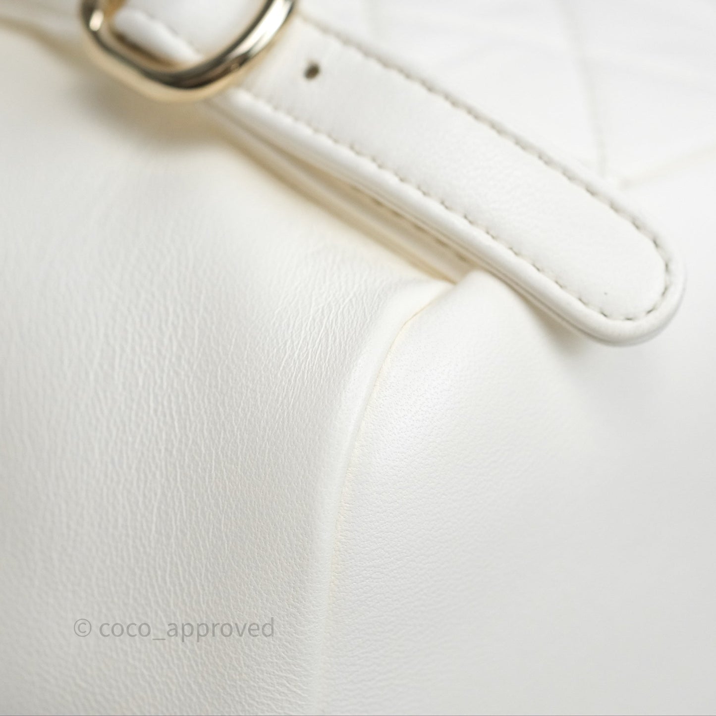 Chanel Quilted Small Duma Drawstring Backpack White Calfskin Gold Hardware
