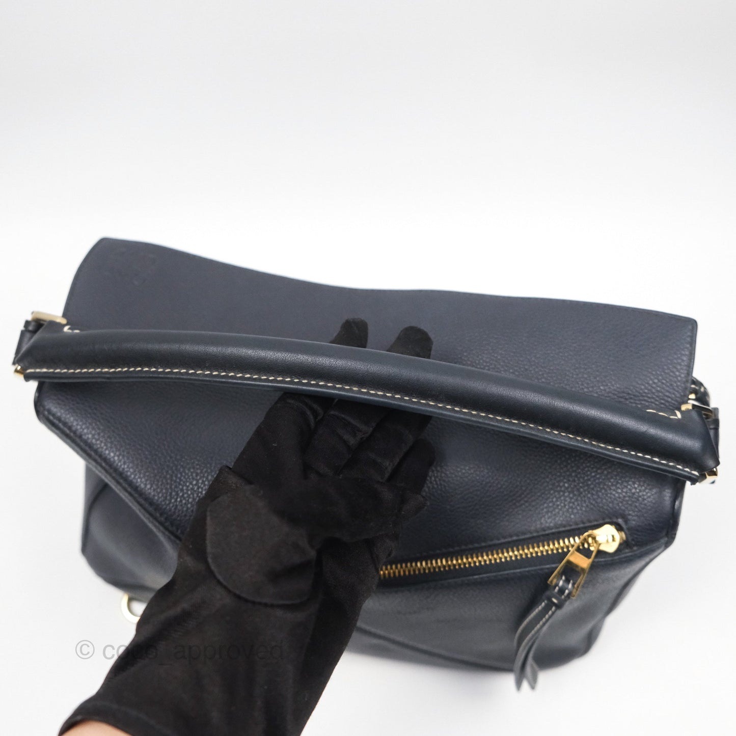 Loewe Medium Puzzle Bag Navy Calfskin Gold Hardware