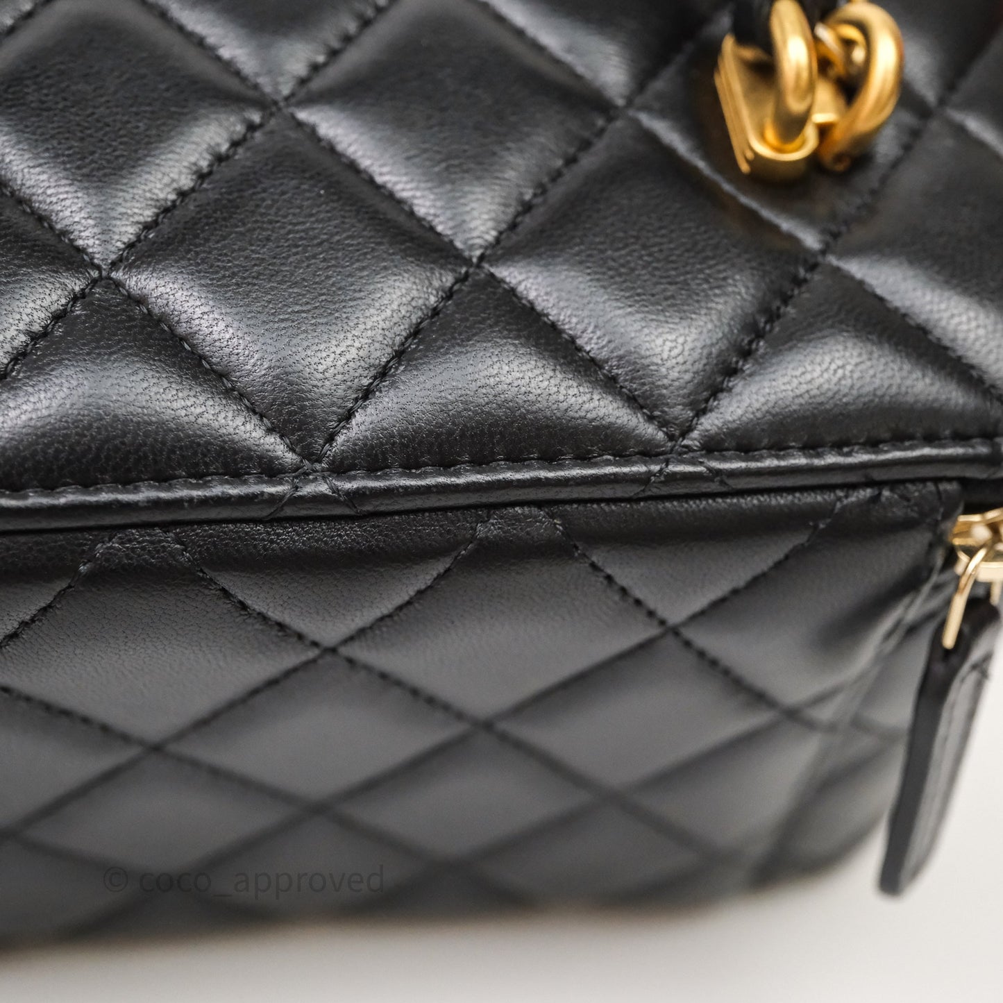 Chanel Classic Mini Quilted O Case So Black Lambskin Black Hardware
