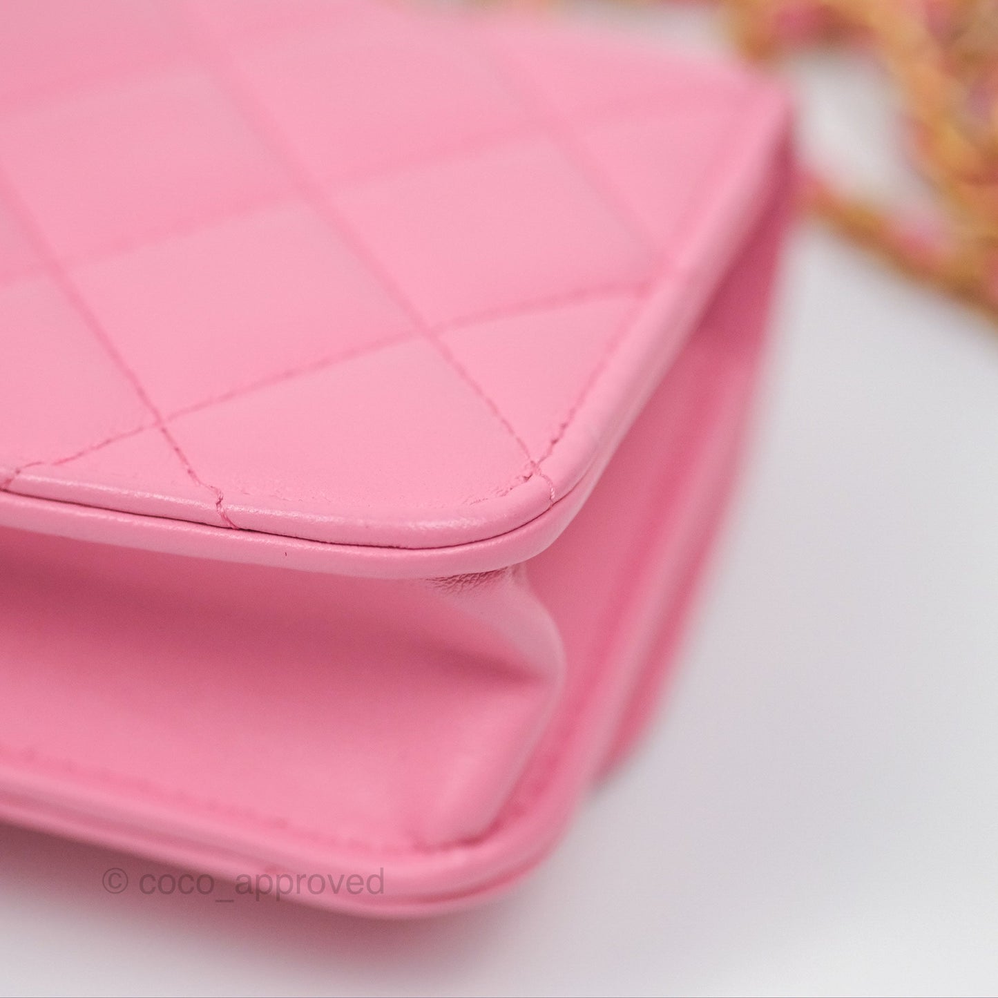 Chanel Top Handle Mini WOC Phone Holder with Chain Pink Lambskin