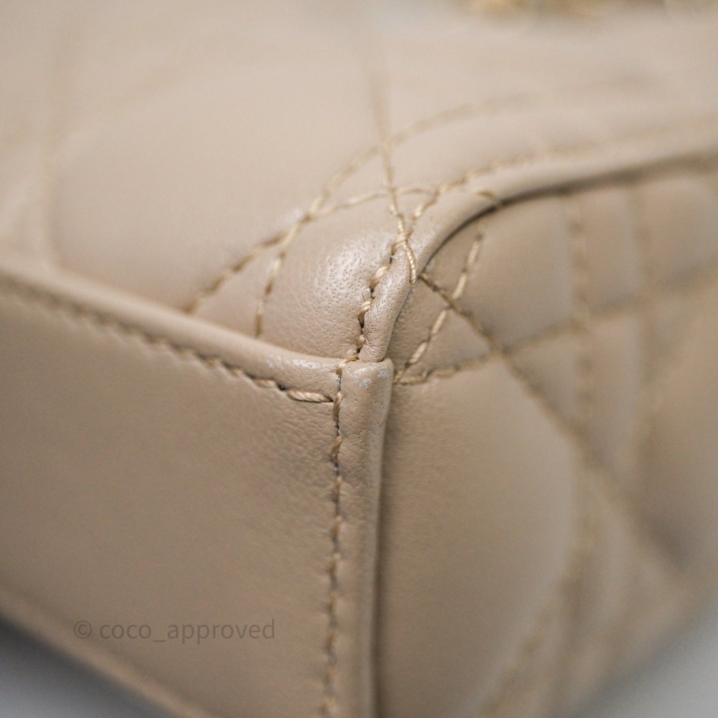 Christian Dior Small Lady D-Joy Powder Beige Cannage Lambskin Gold Hardware