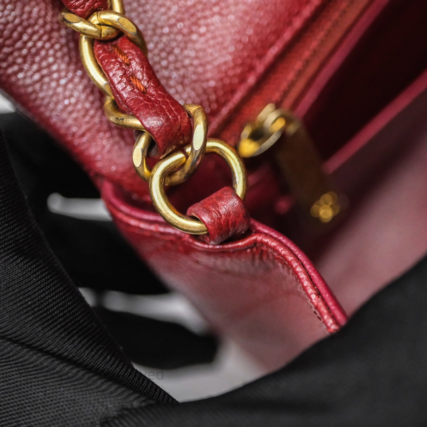 Chanel Classic Quilted Mini Rectangular Flap Burgundy Caviar Aged Gold Hardware