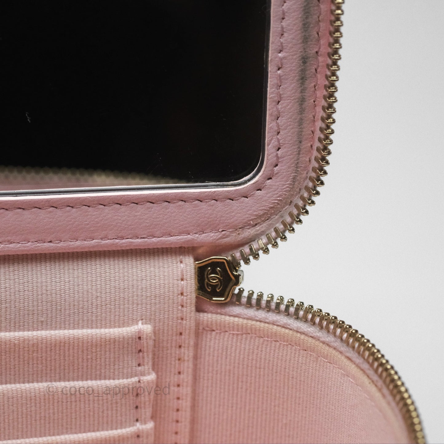 Chanel Vanity Rectangular Top Handle Light Pink Lambskin Gold Hardware