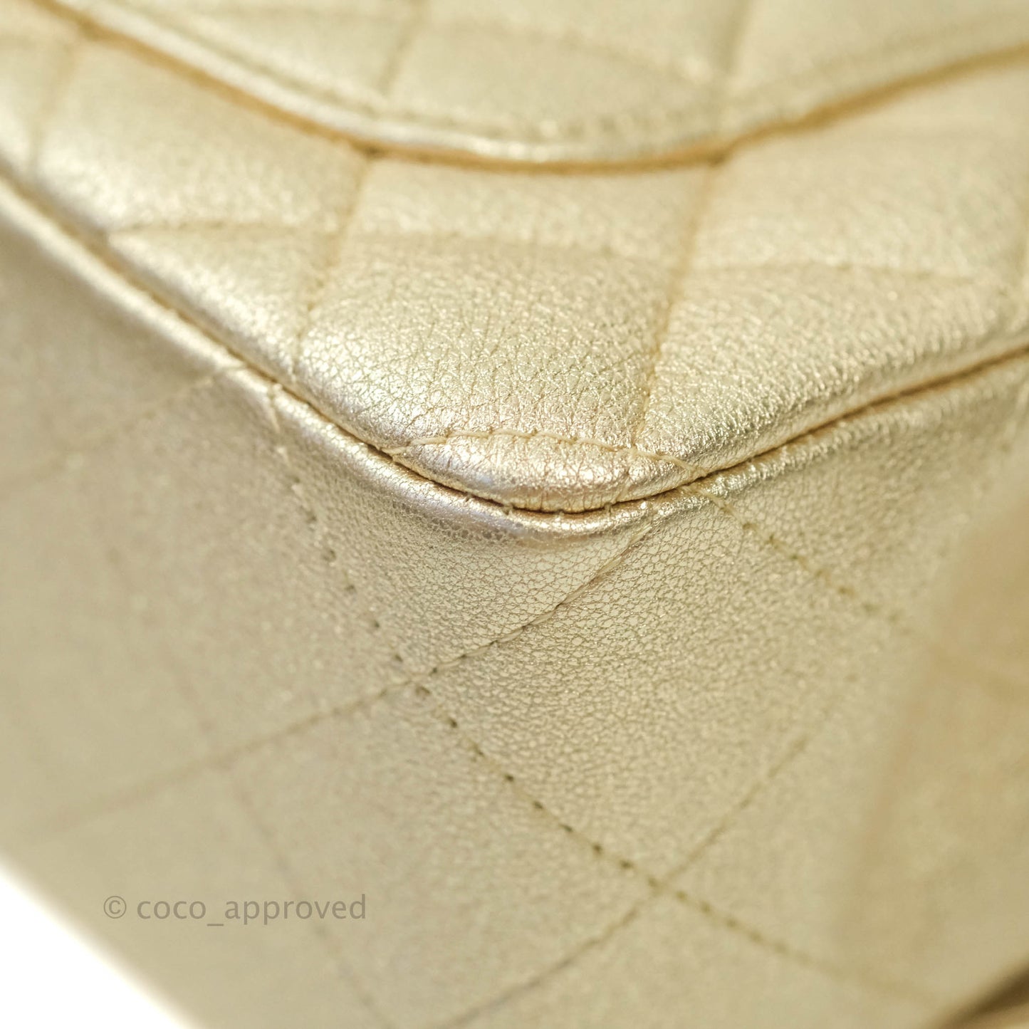 Chanel Classic Quilted Mini Rectangular Flap Iridescent Gold Lambskin Gold Hardware